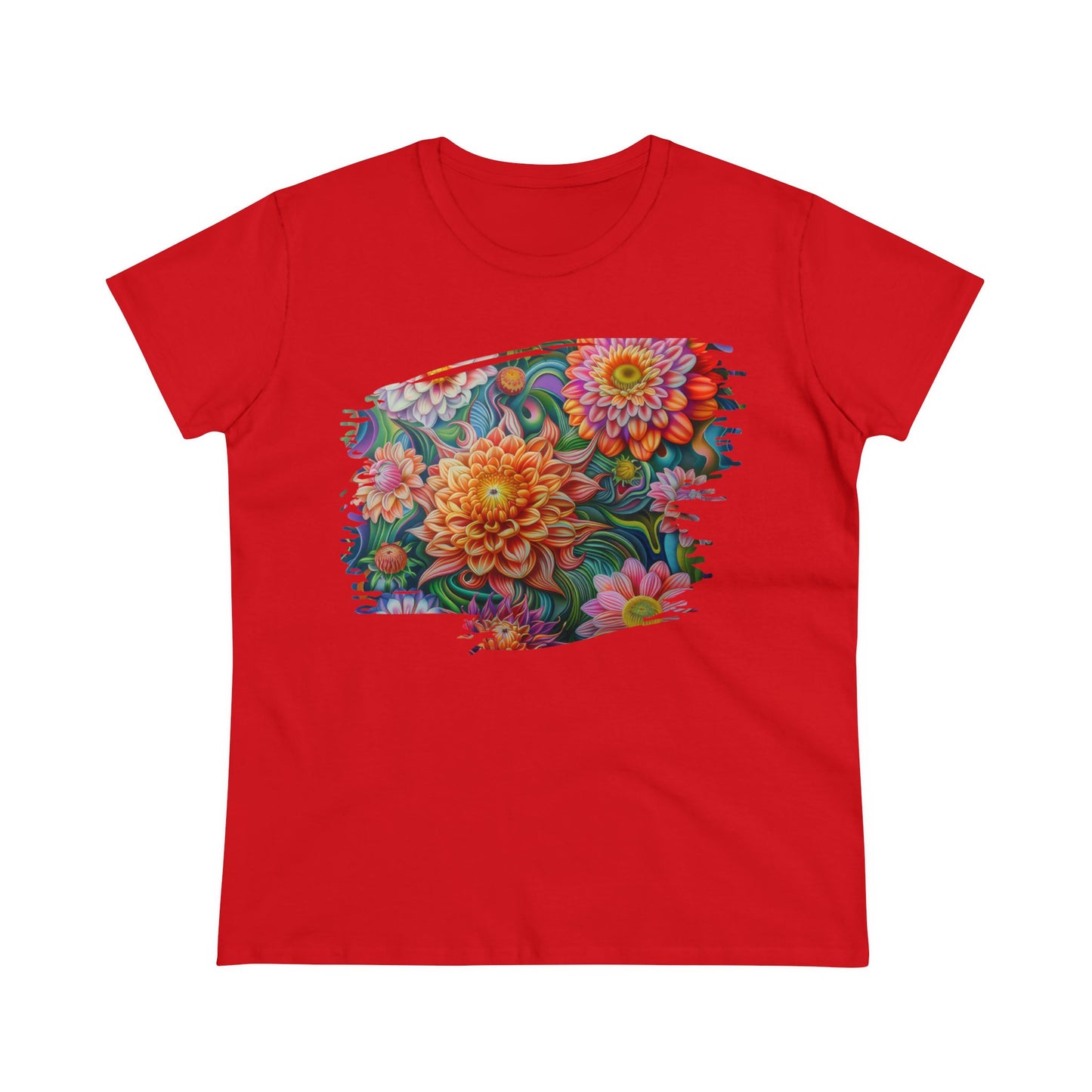 Pastel Flowers - Women's Midweight Cotton Tee