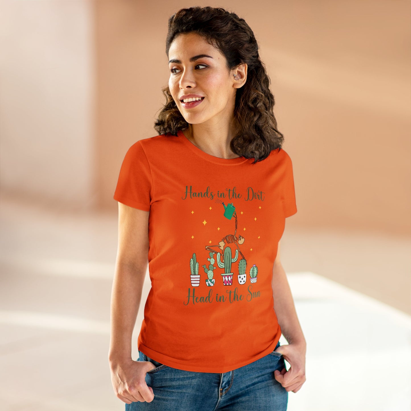 Hands in the Dirty, Head to the Sun - Gardening - Women's Midweight Cotton Tee