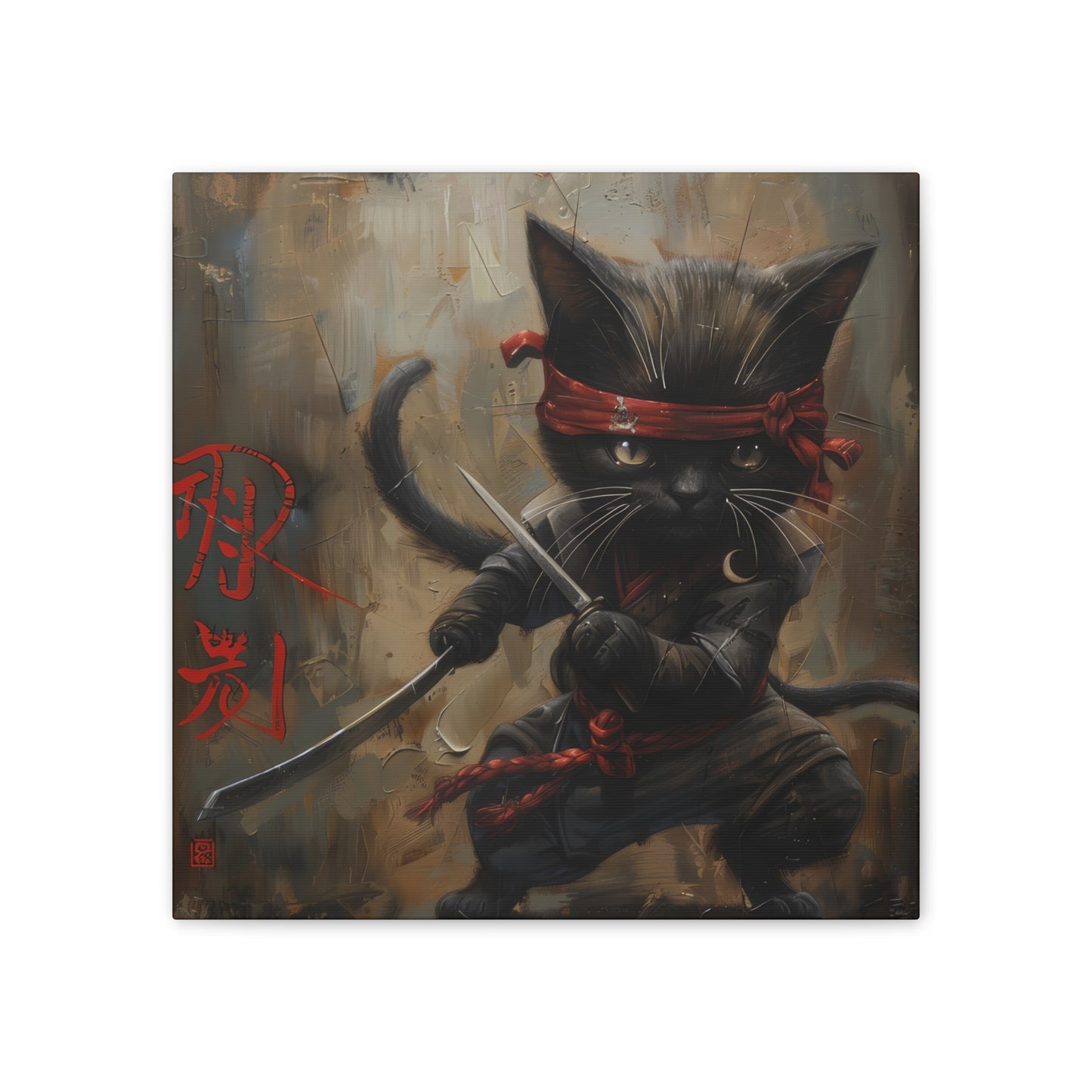 Ninja Kitty - Canvas Stretched, 0.75"