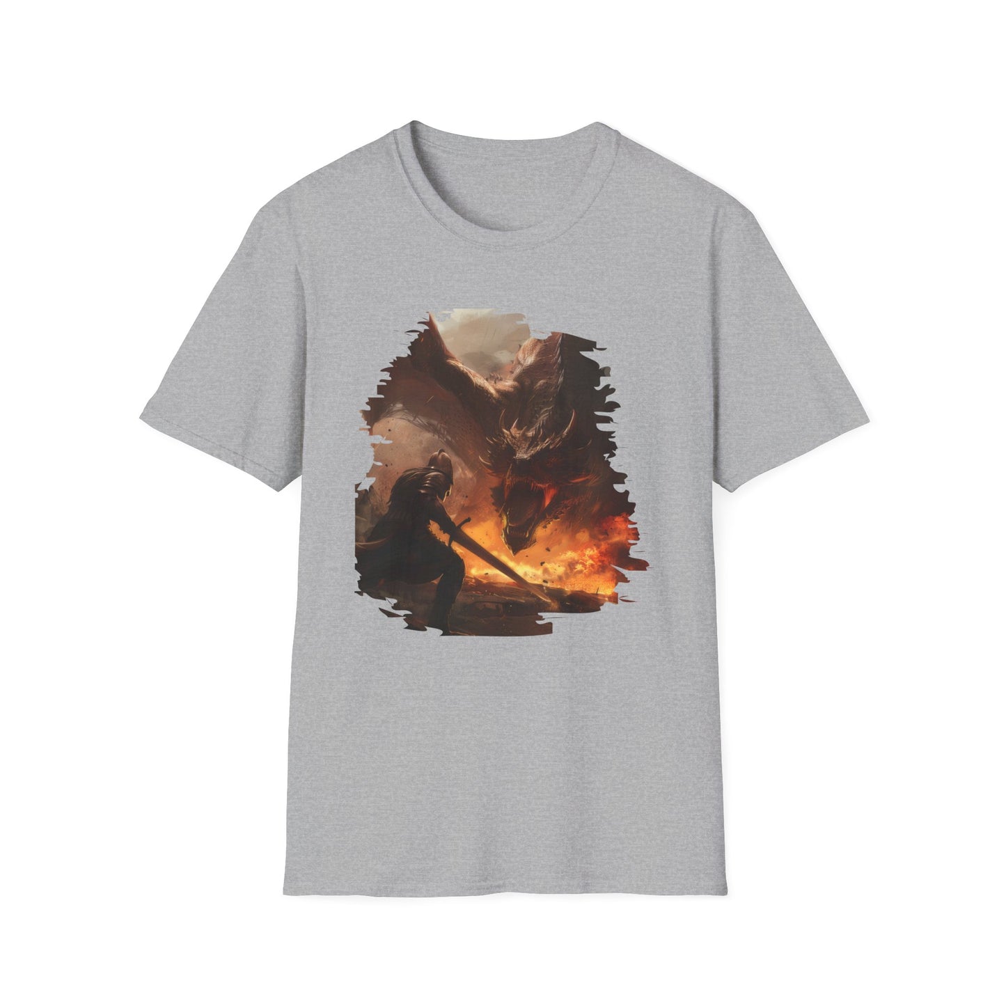 Fighter and Dragon - Unisex Softstyle T-Shirt