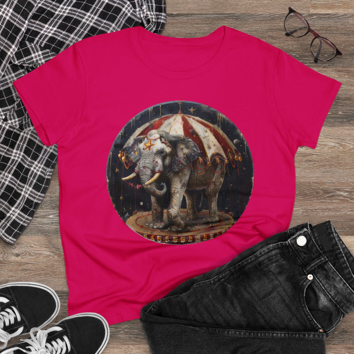 Circus Elephant - Women's Midweight Cotton Tee