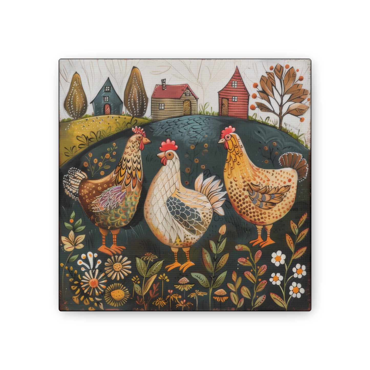 Chickens - Canvas Stretched, 0.75" - Canvas Stretched, 0.75"