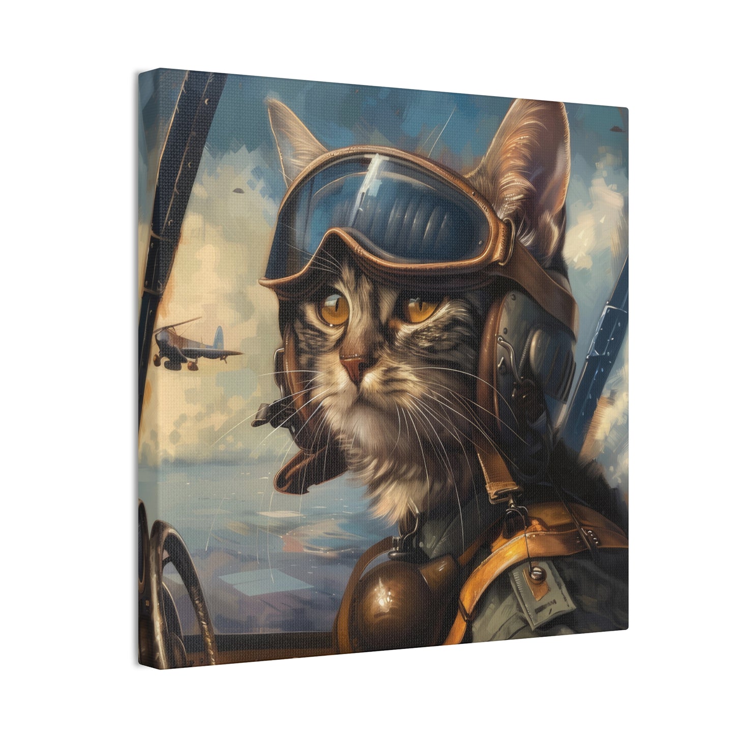 Cat Fighter Pilot - Canvas Stretched, 0.75"