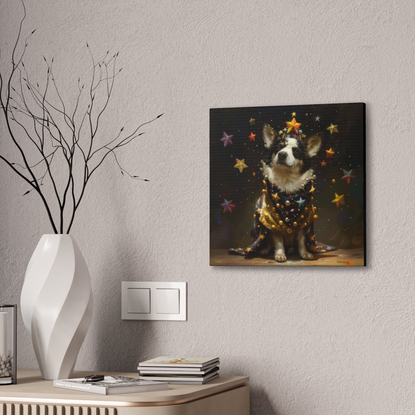 Star Dog Celebration - Canvas Stretched, 0.75"