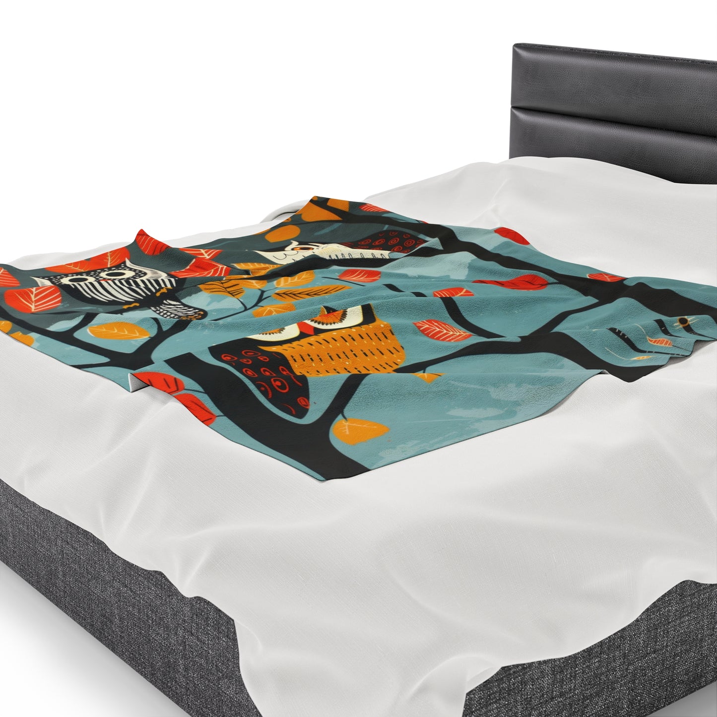 Owls - Trifecta - Velveteen Plush Blanket s
