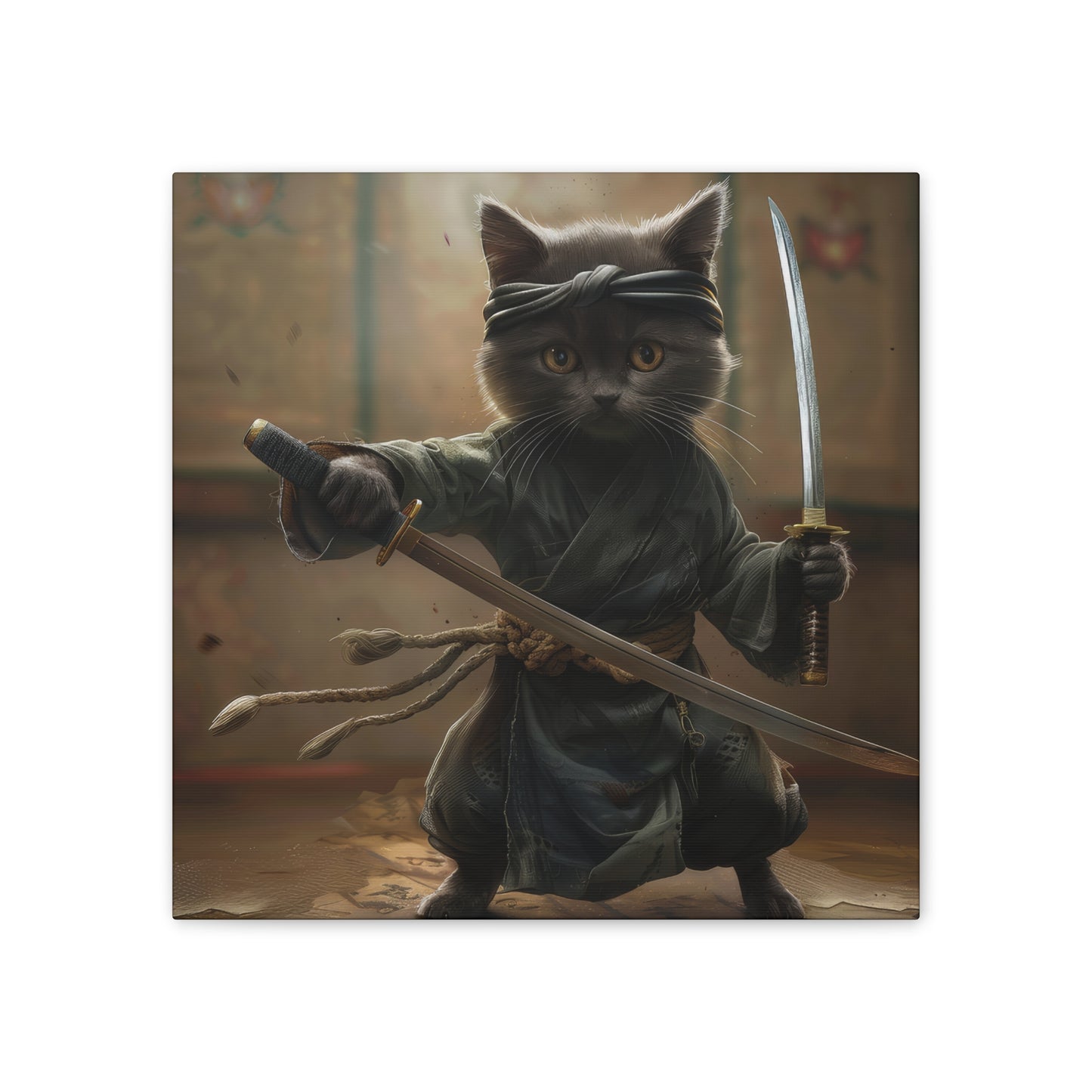 Ninja Kitty - Canvas Stretched, 0.75"