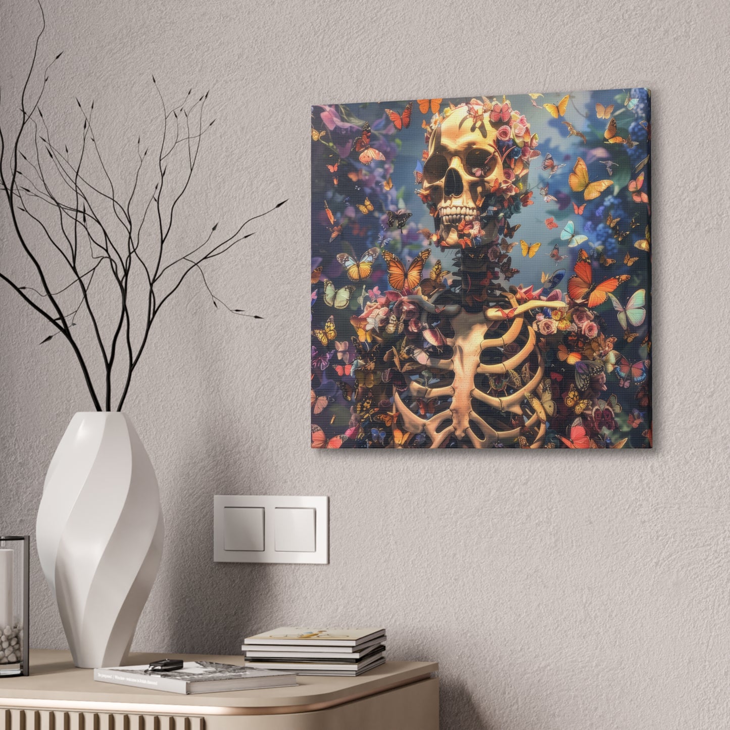 Skulls and Butterflies - Canvas Stretched, 0.75"