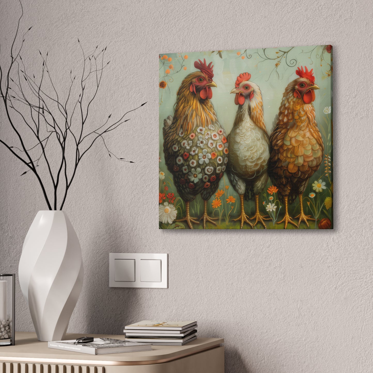 Chickens - Canvas Stretched, 0.75" - Canvas Stretched, 0.75"