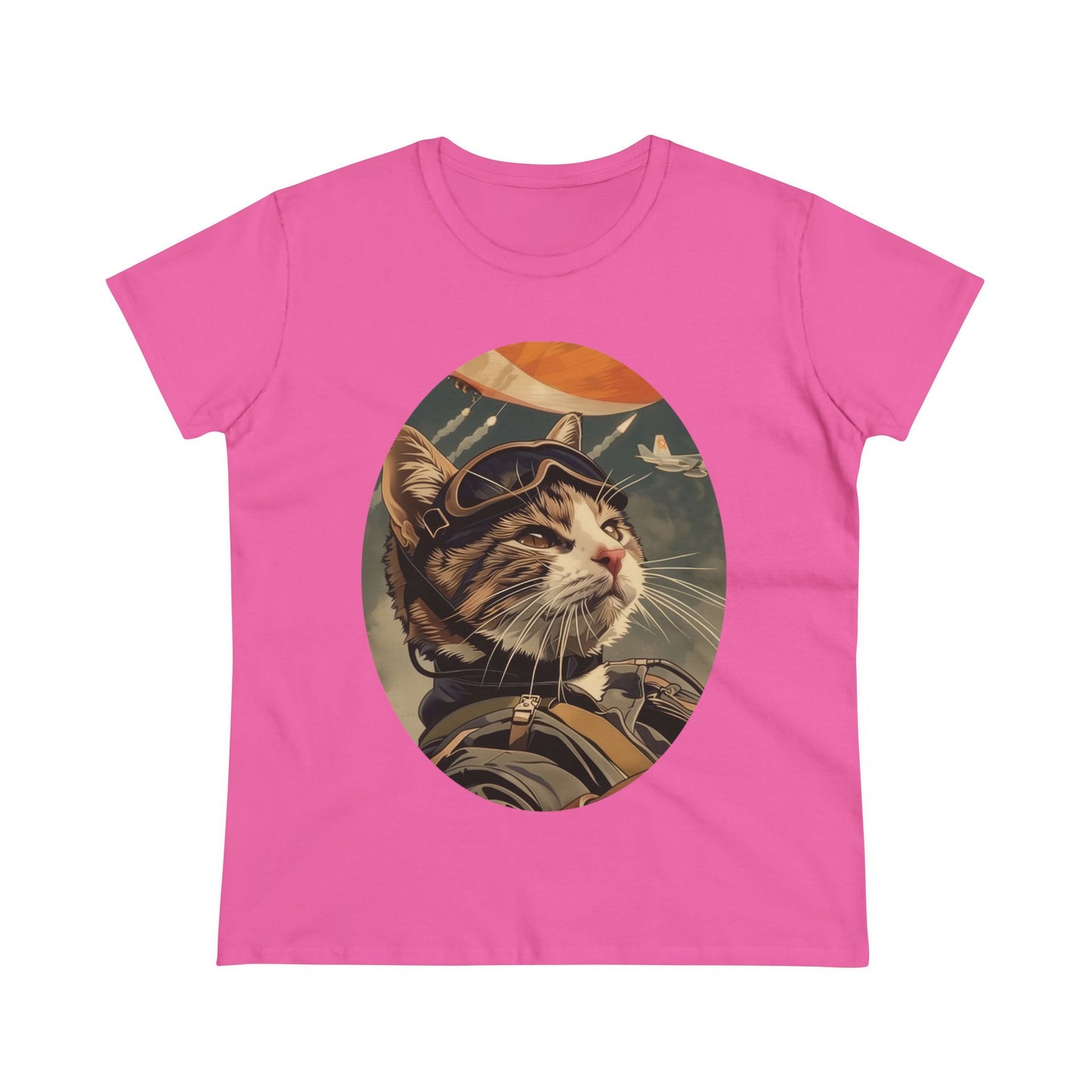 Kitty Fighter Pilot - Women's Midweight Cotton Tee