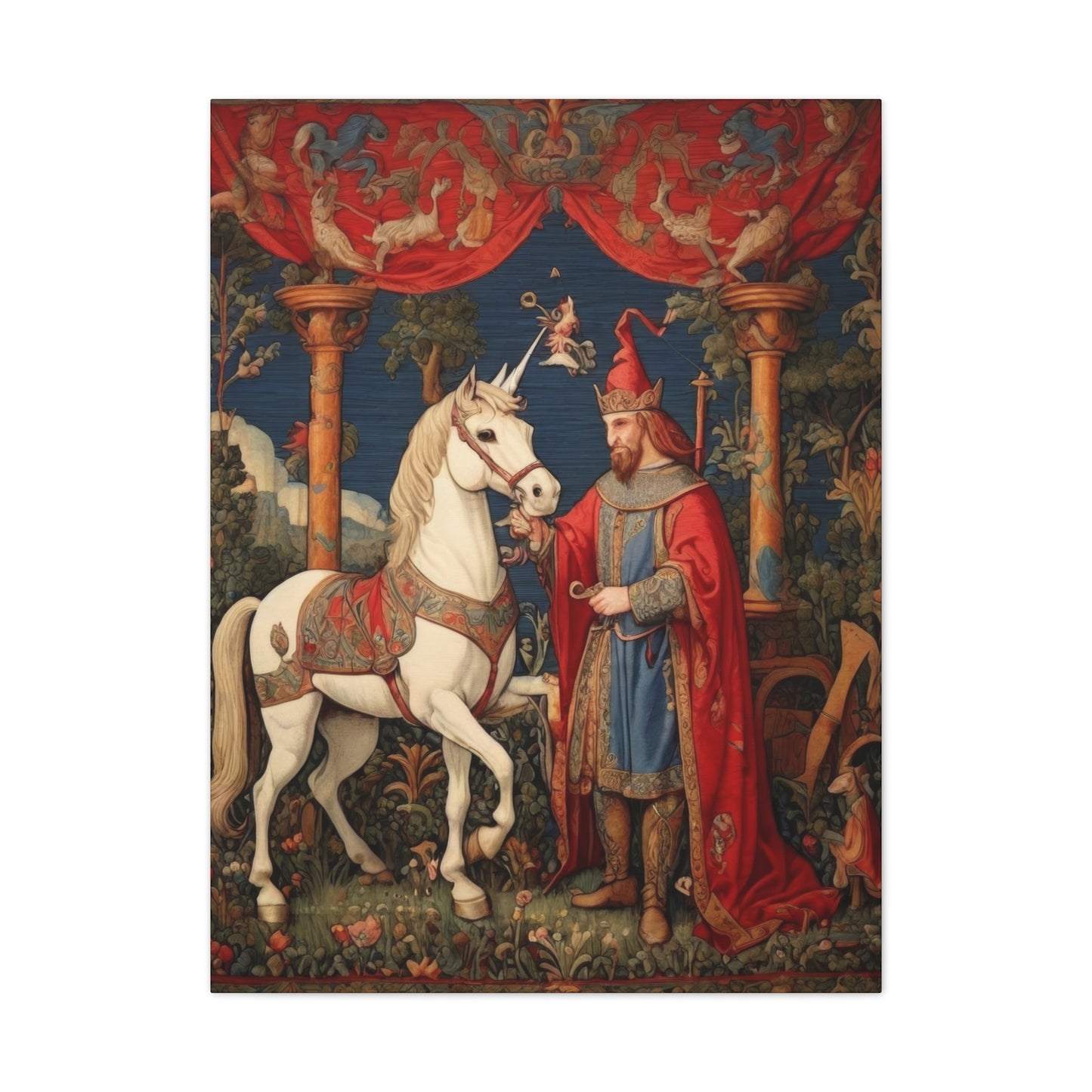 Mage and the Unicorn Tapestry - Canvas Stretched, 0.75"