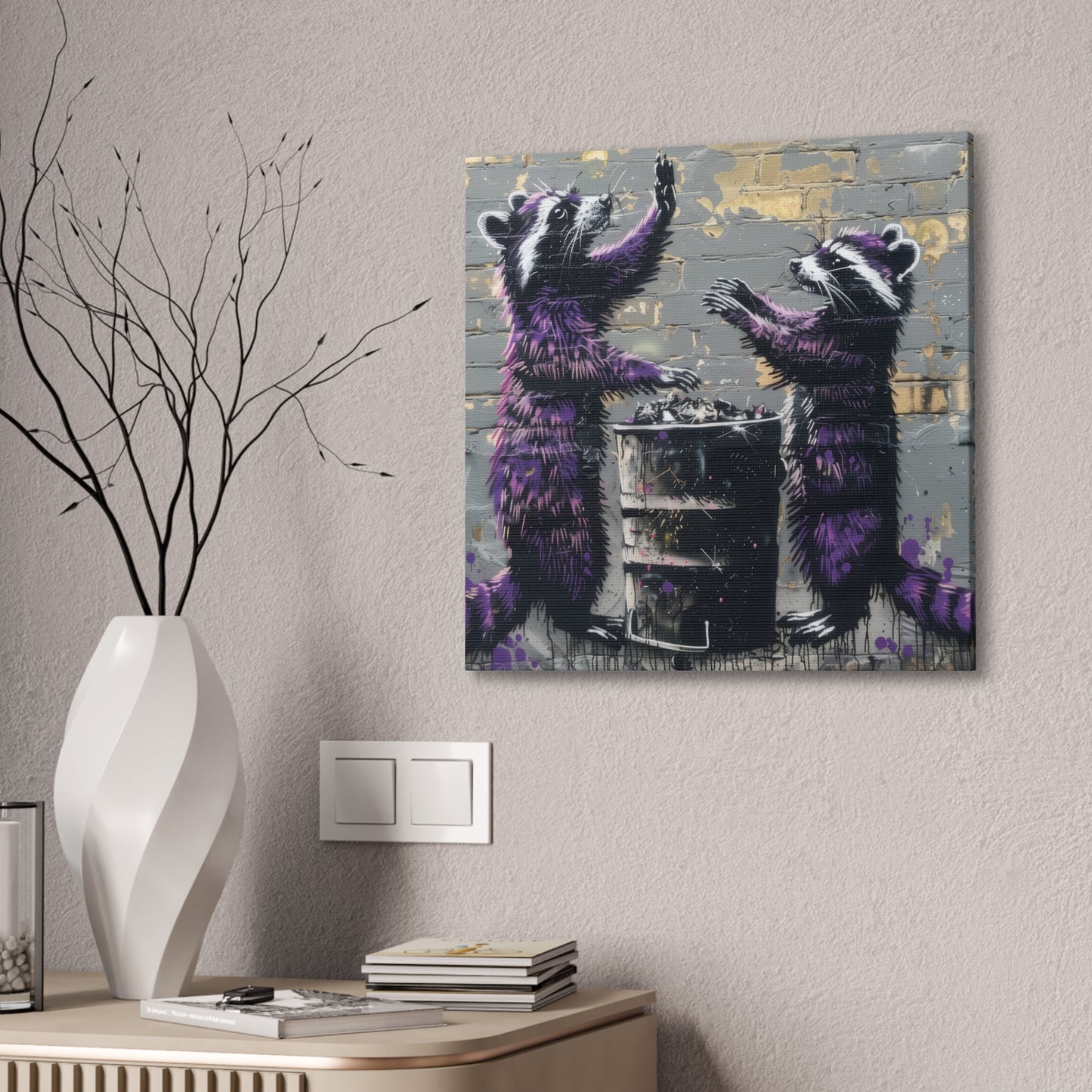 Thankful Raccoons - Canvas Stretched, 0.75"