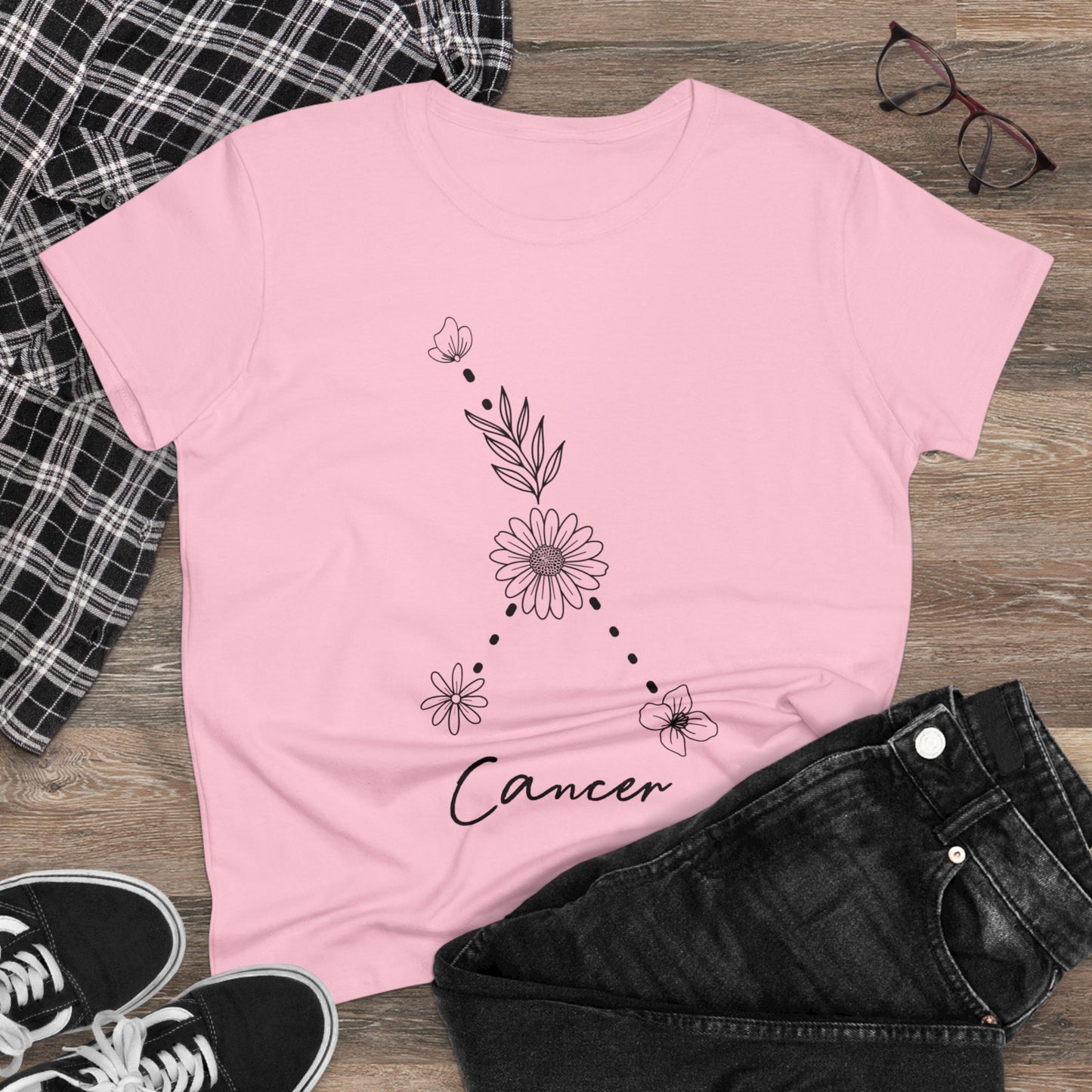 Flower Constellation - Cancer - Astrology - Women's Midweight Cotton Tee