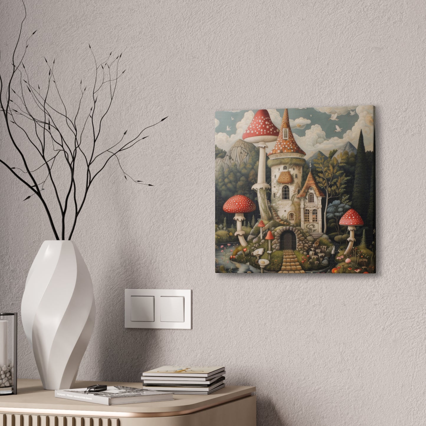 Mushroom House - Canvas Stretched, 0.75"