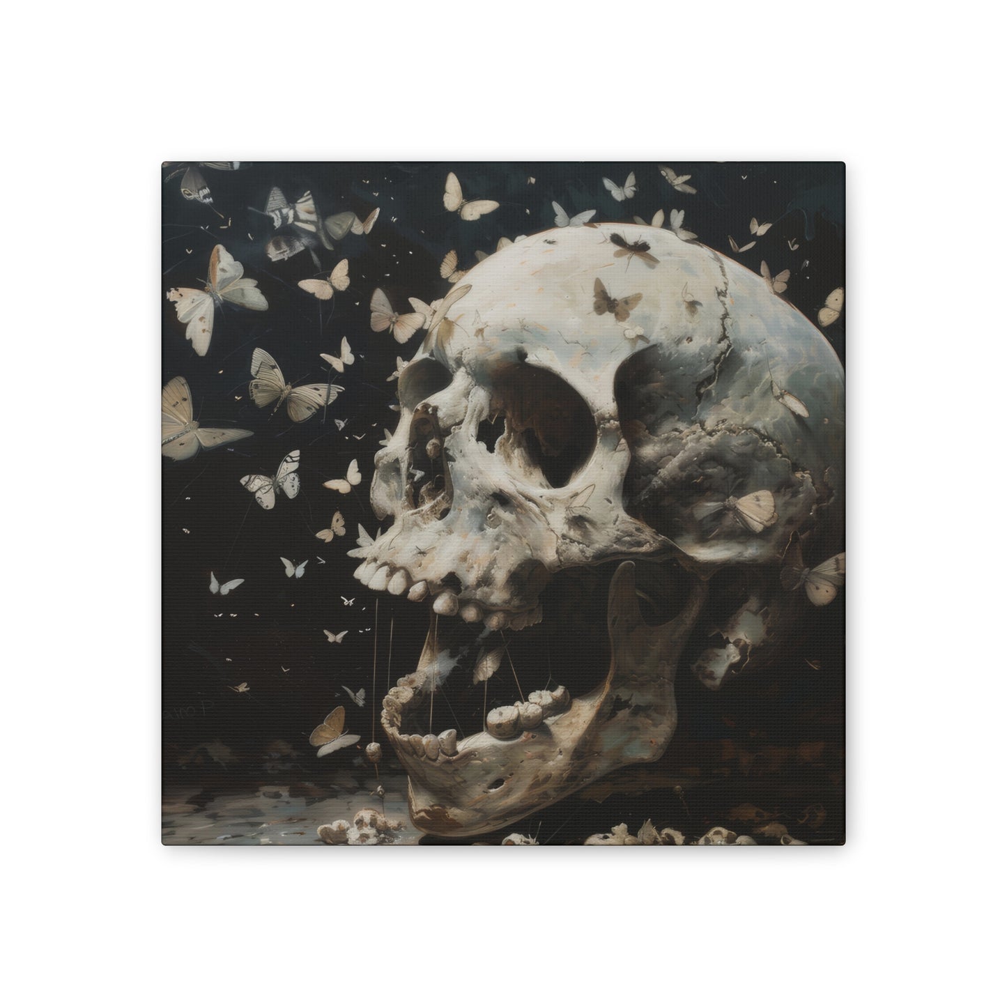 Skull and Butterflies - Canvas Stretched, 0.75"