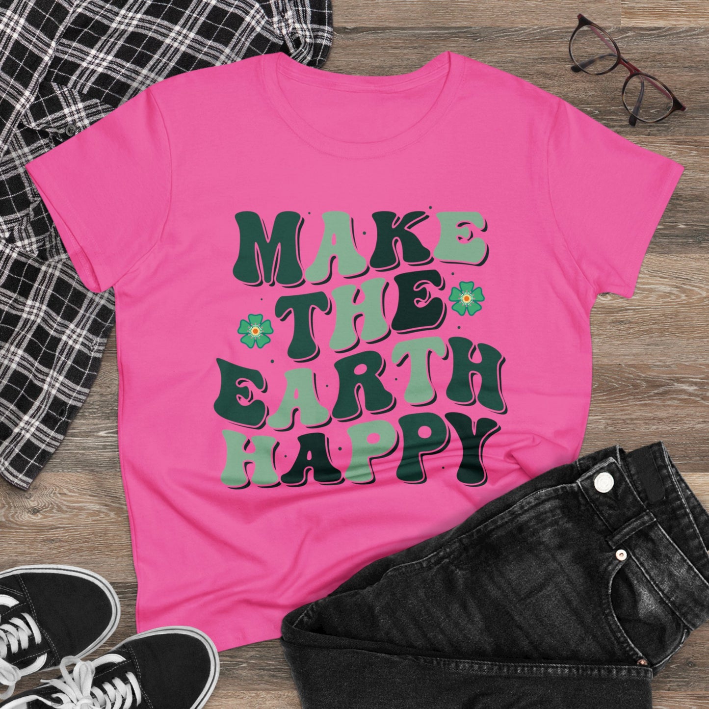 Make the Earth Happy - Gardening - Women's Midweight Cotton Tee