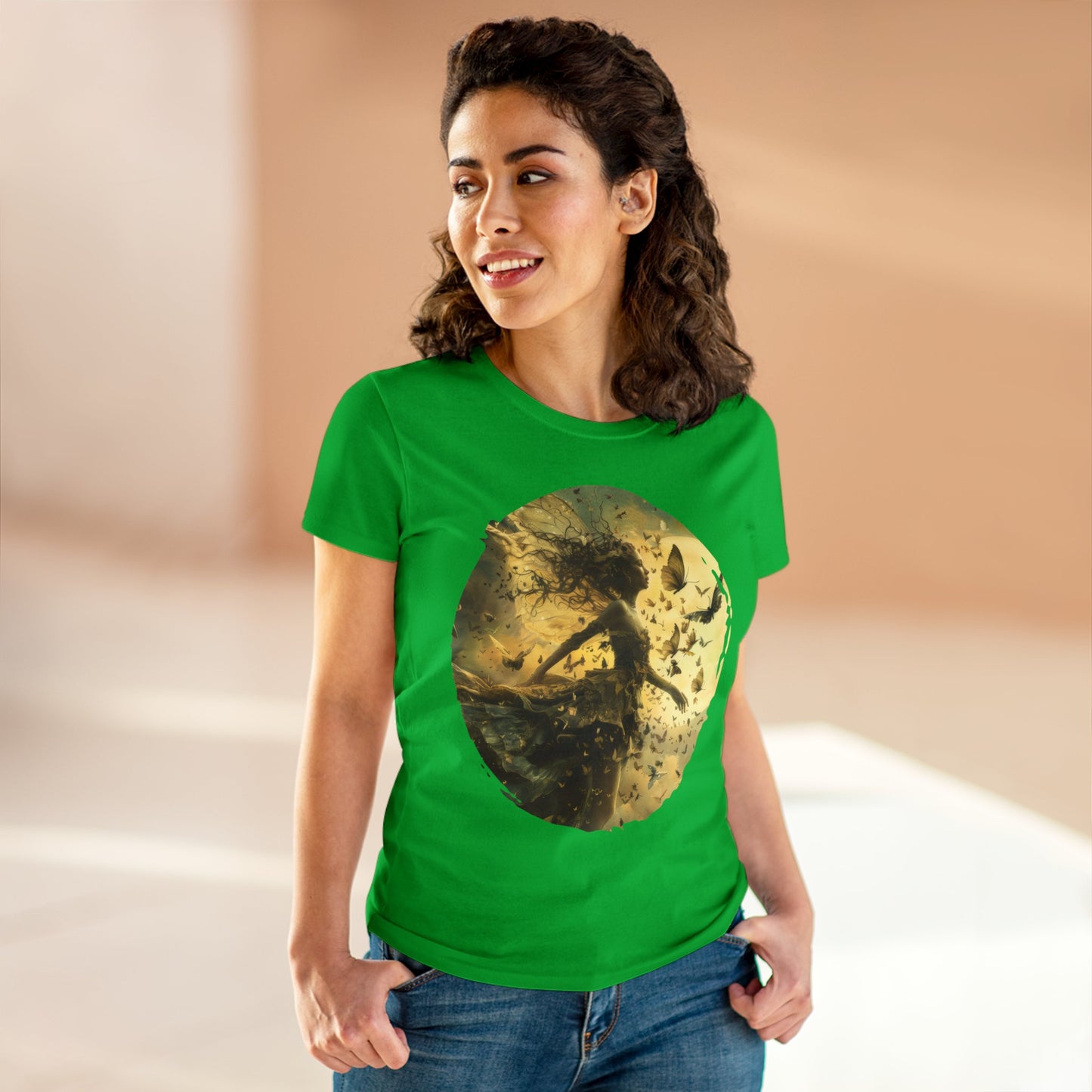 Fairy and Butterflies - Fantasy - Women's Midweight Cotton Tee