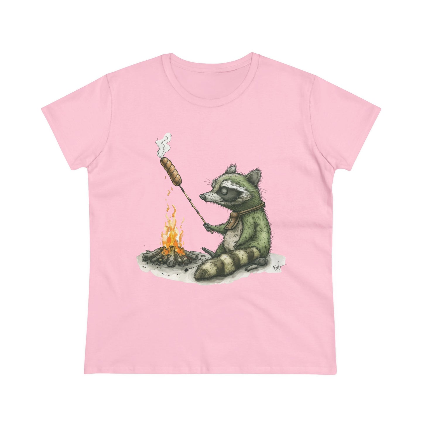 Raccoon Campfire - Women's Midweight Cotton Tee