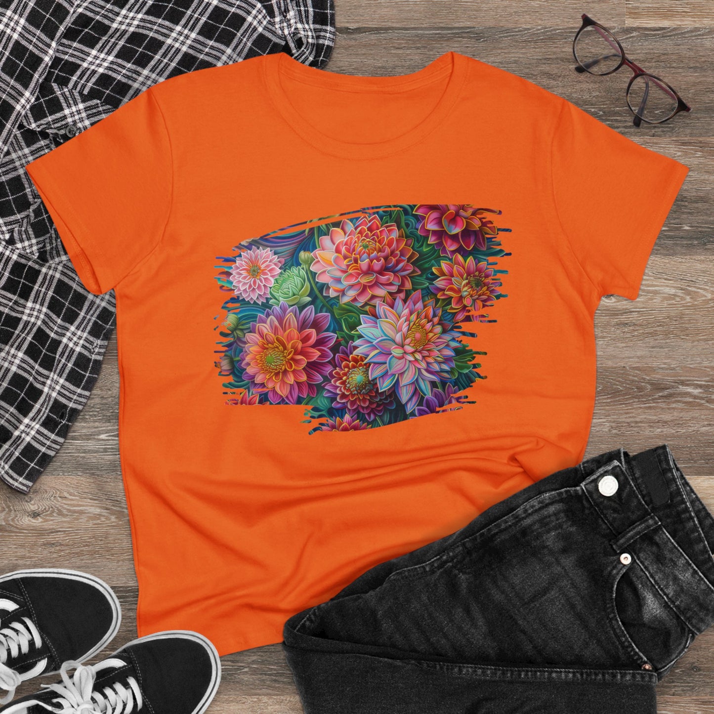 Pastel Flowers - Women's Midweight Cotton Tee