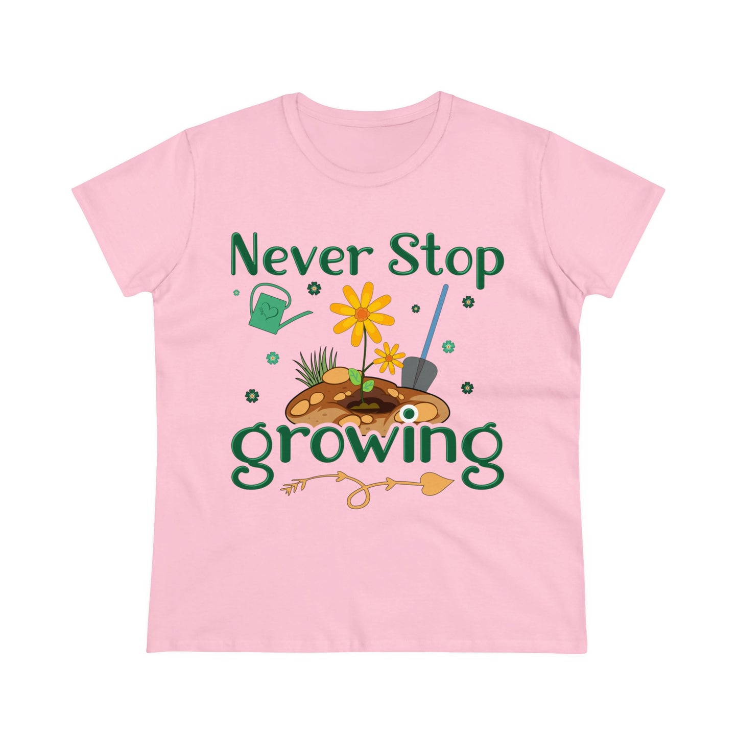 Never Stop Growing - Gardening - Women's Midweight Cotton Tee