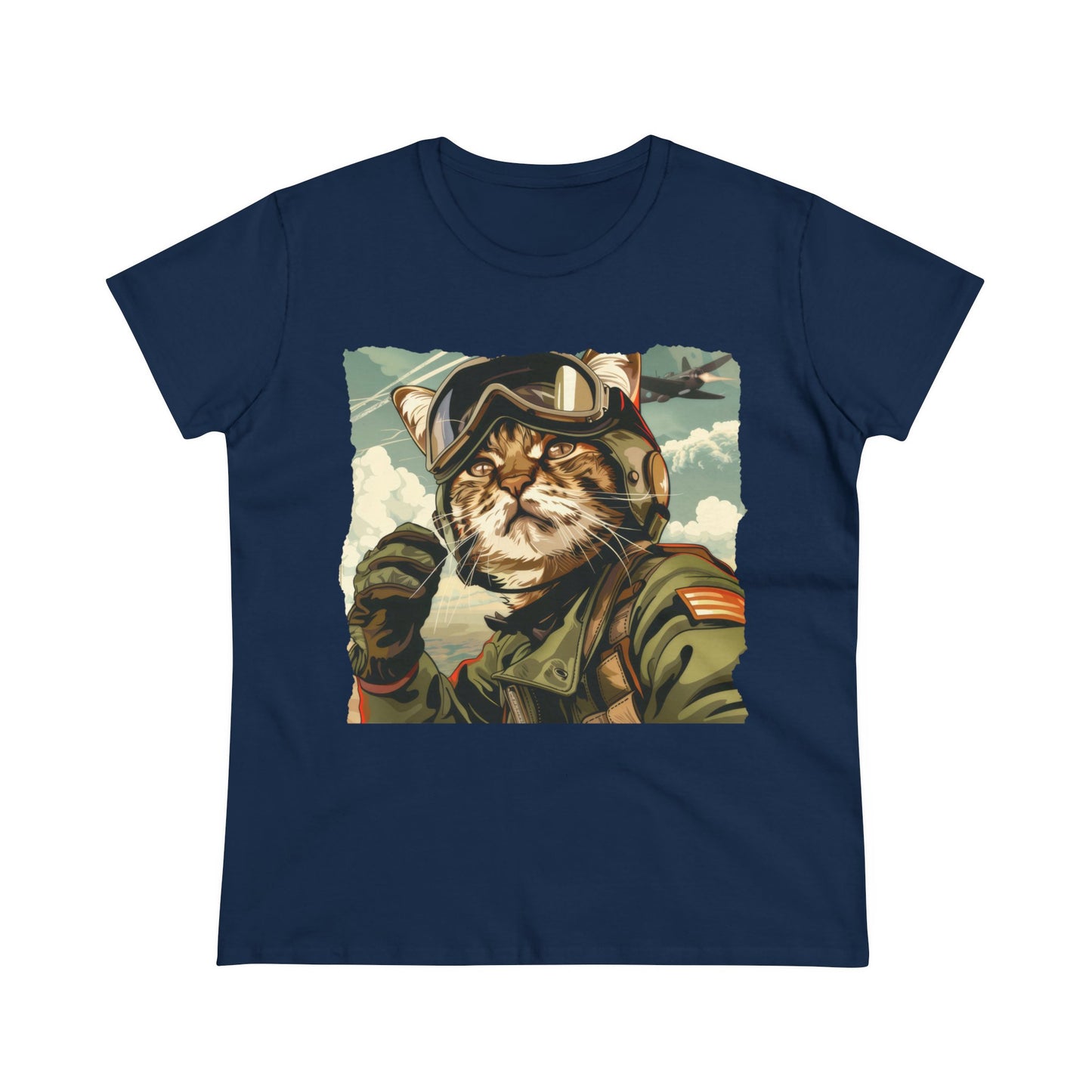 Kitty Fighter Pilot - Women's Midweight Cotton Tee