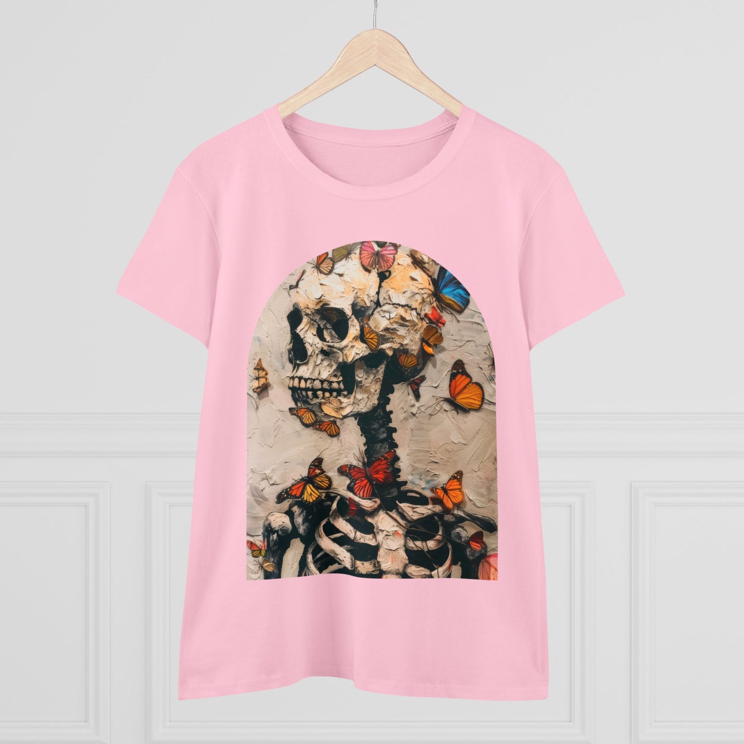 Skeleton and Butterflies - Women's Midweight Cotton Tee