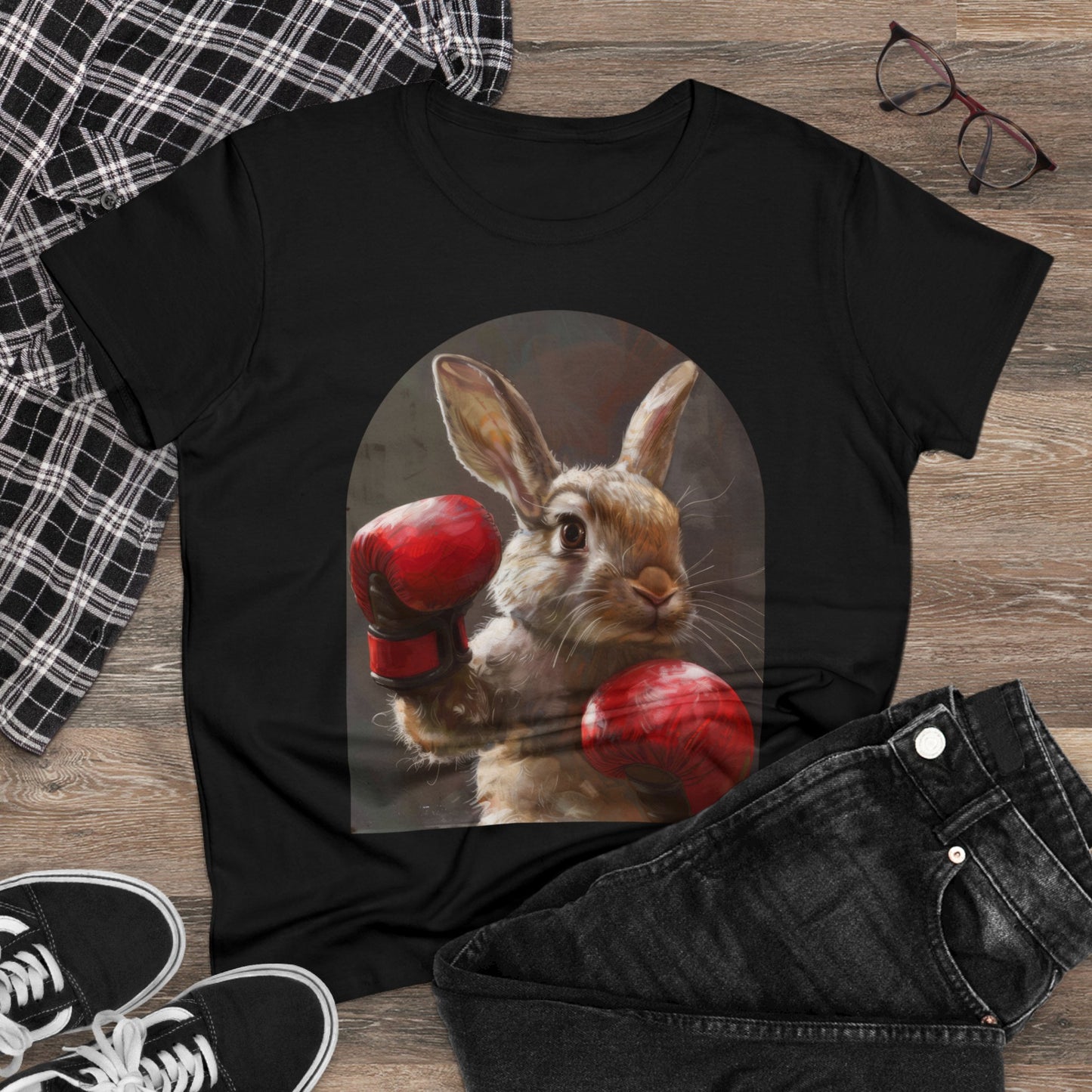 Boxing Rabbit - Women's Midweight Cotton Tee