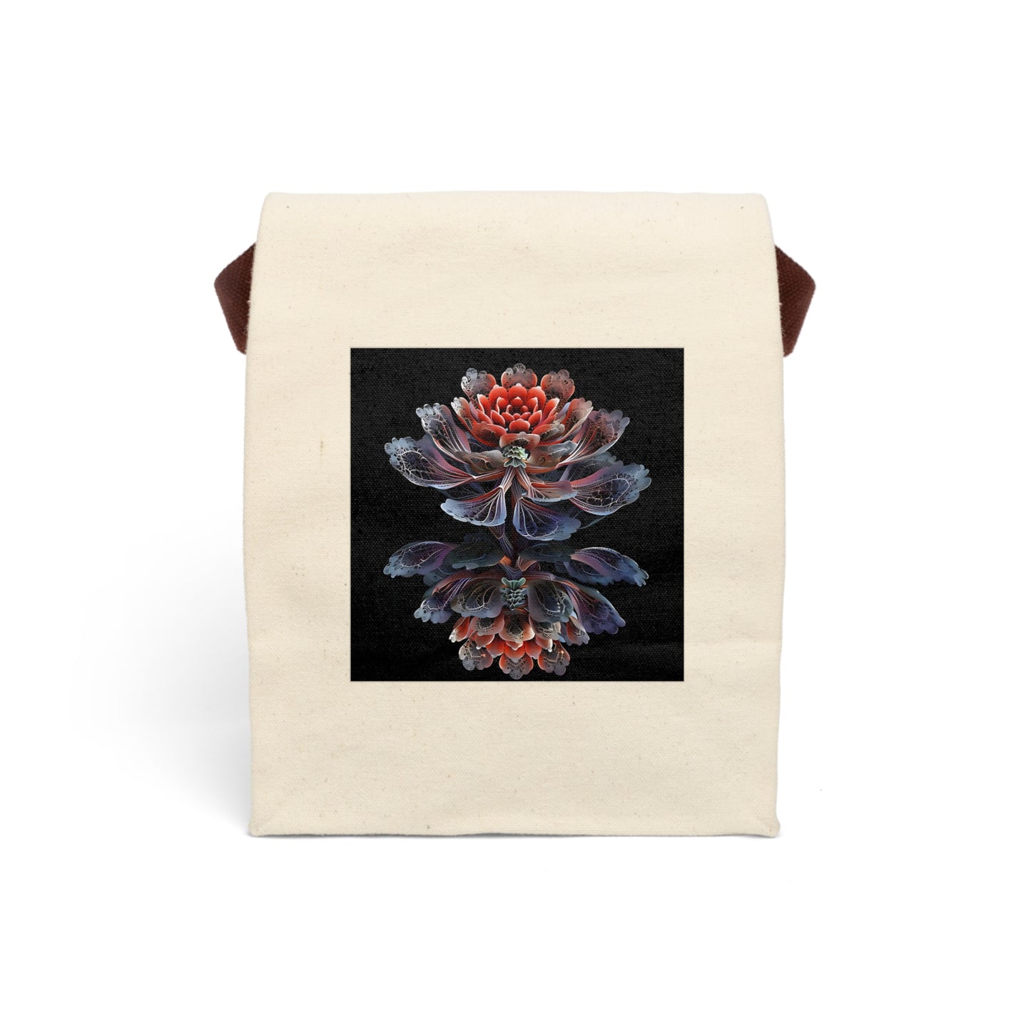 Reflected Flower - Canvas Lunch Bag With Strap