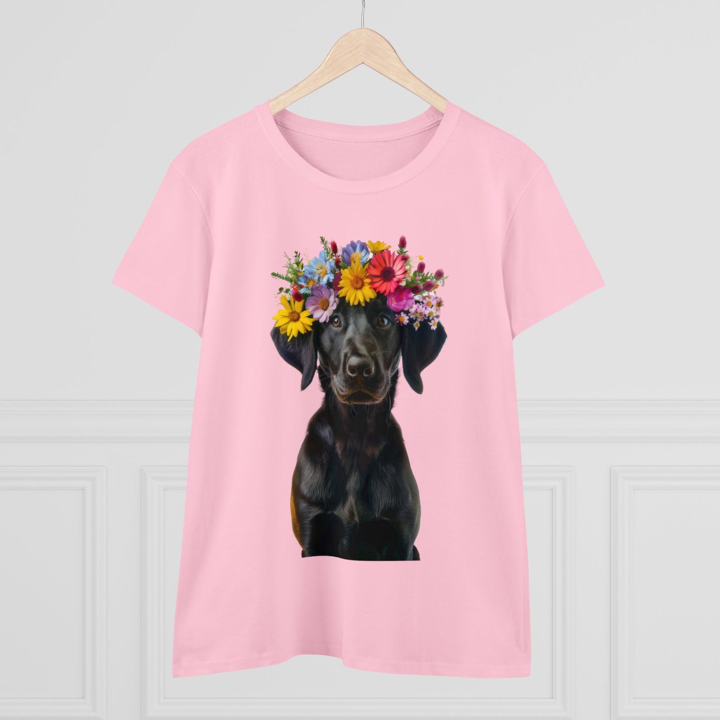 Dog's Flower Crown - Women's Midweight Cotton Tee