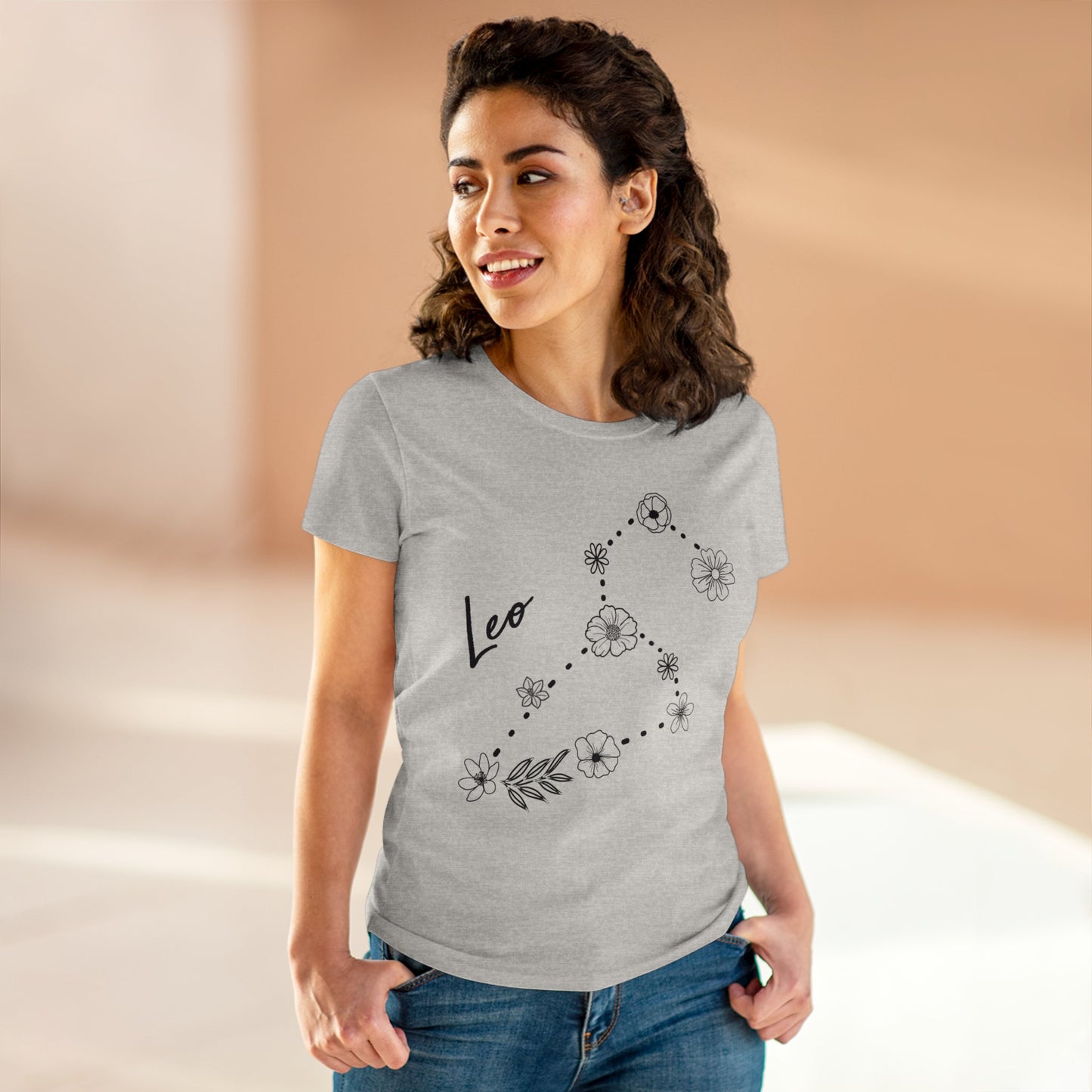 Flower Constellation - Leo - Astrology - Women's Midweight Cotton Tee