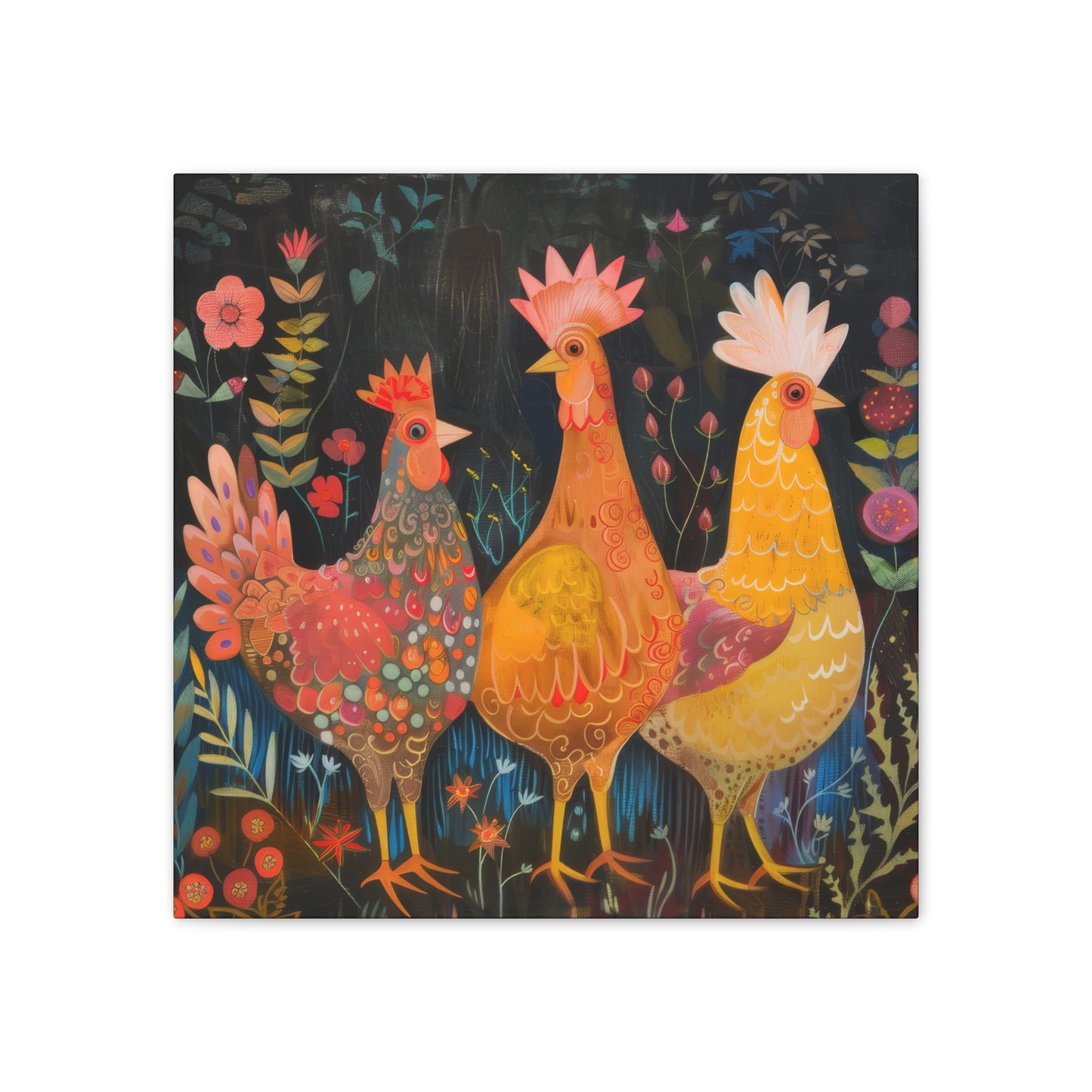 Chickens - Canvas Stretched, 0.75" - Canvas Stretched, 0.75"