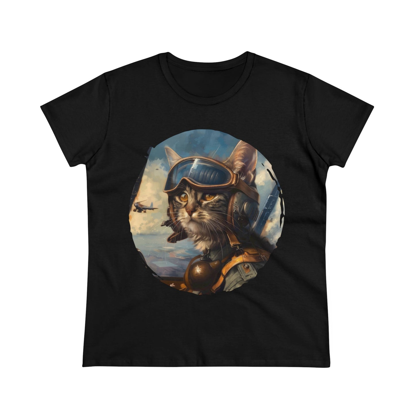 Fighter Pilot Kitty - Women's Midweight Cotton Tee