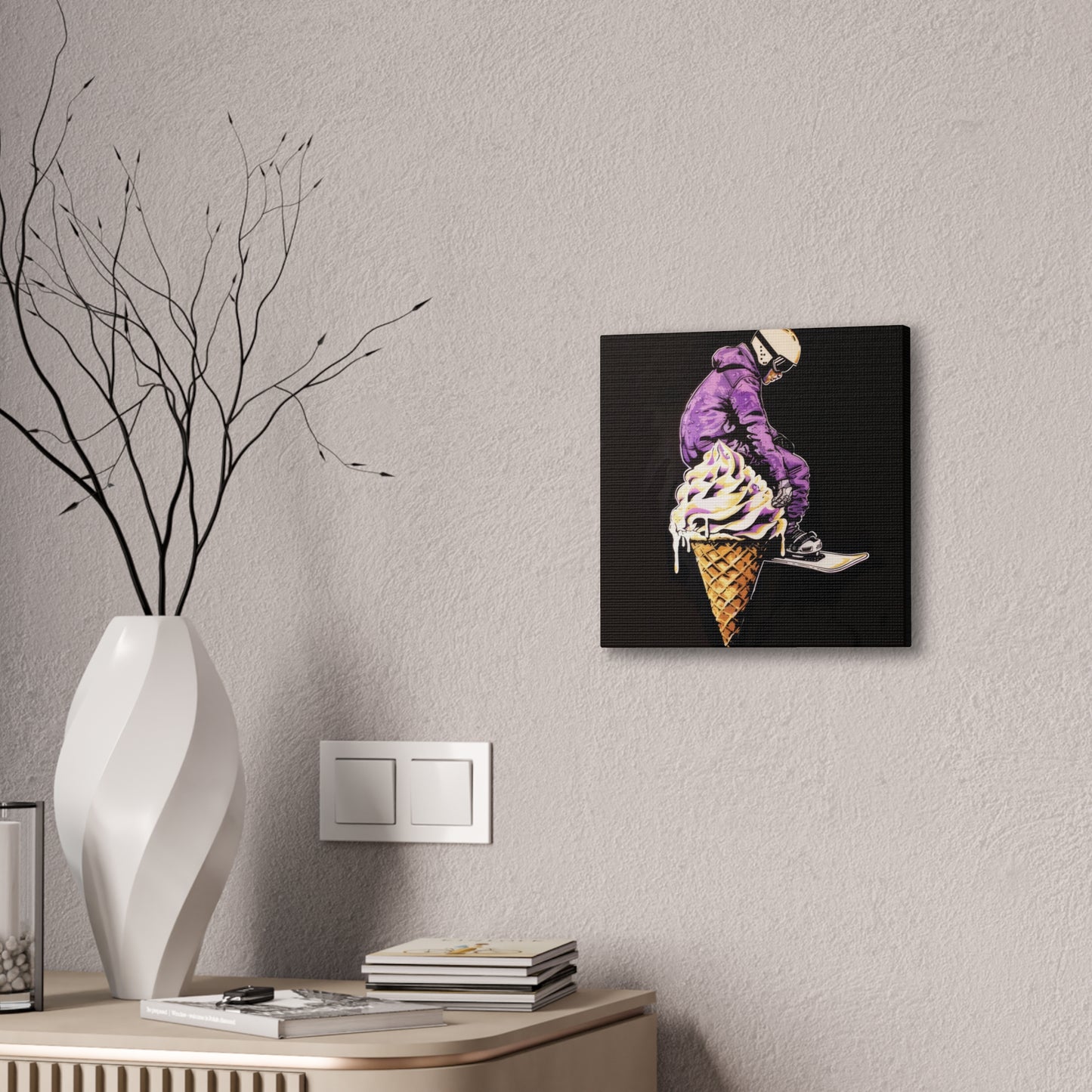 Snowboarder in Ice Cream - Canvas Stretched, 0.75"