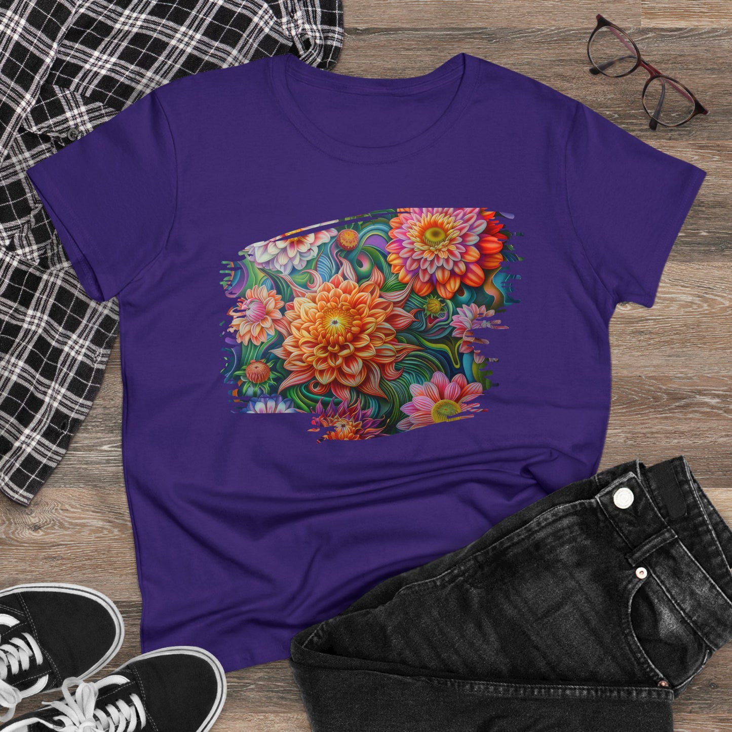 Pastel Flowers - Women's Midweight Cotton Tee