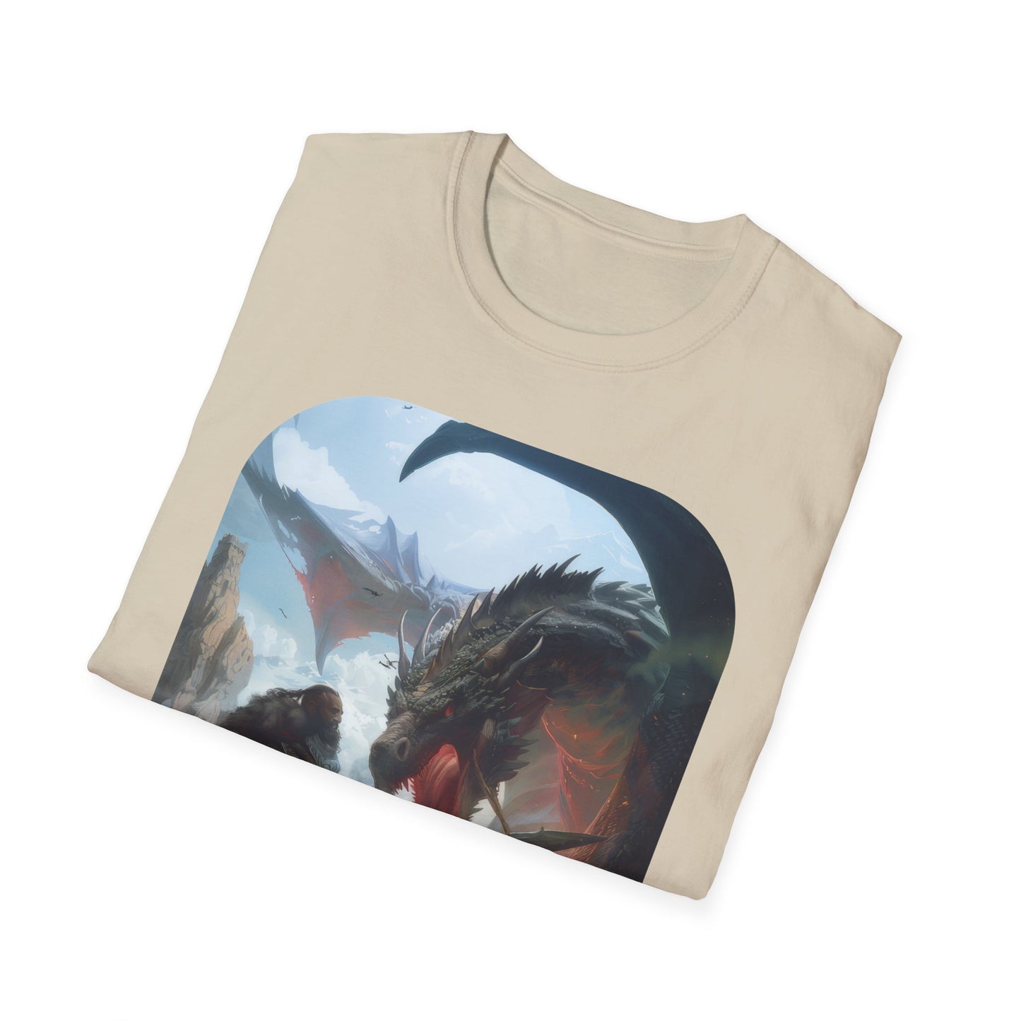 Fighter and Dragon - Unisex Softstyle T-Shirt