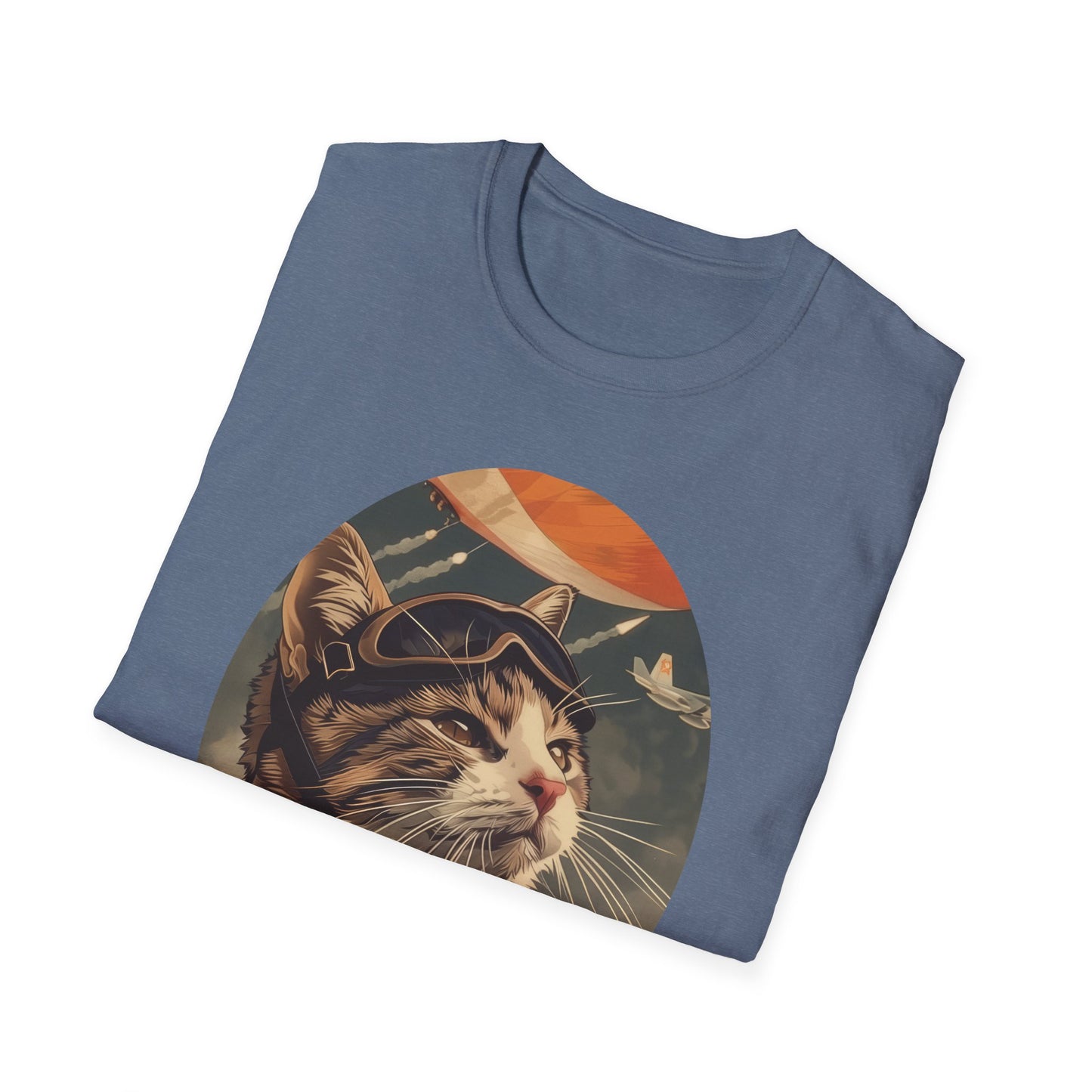 Cat Fighter Pilot - Unisex Softstyle T-Shirt