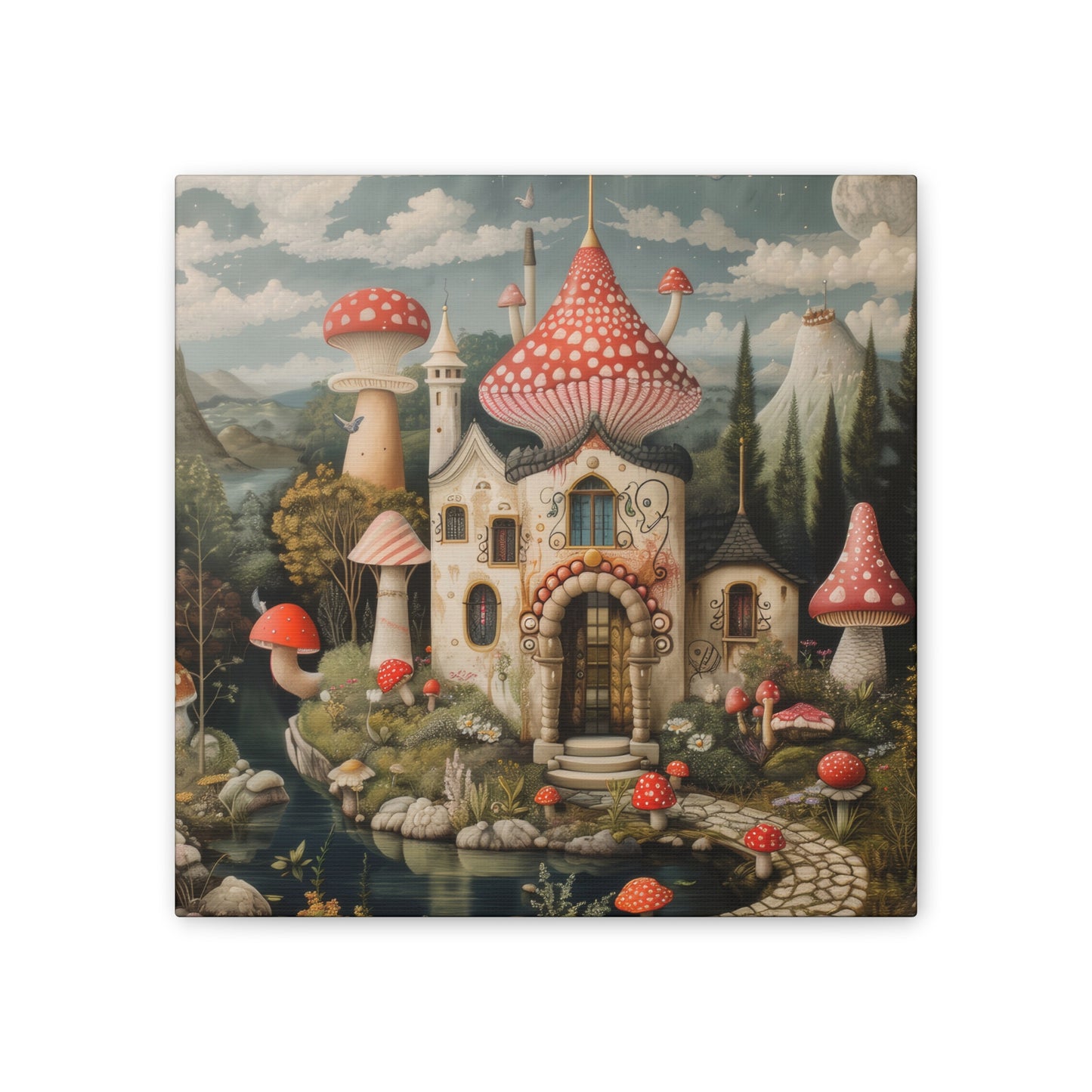 Mushroom House - Canvas Stretched, 0.75"