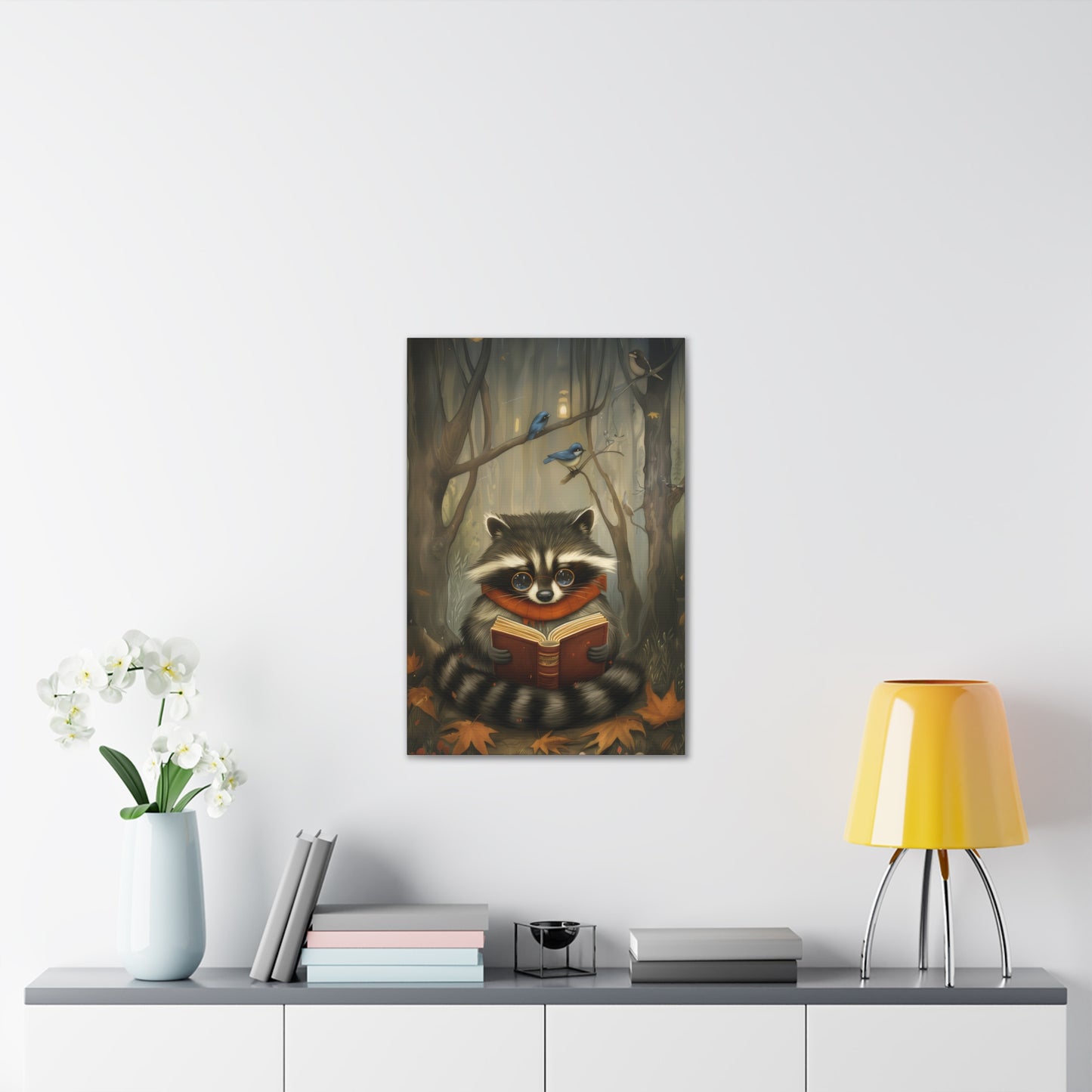 Reading Raccoon - Canvas Stretched, 0.75"