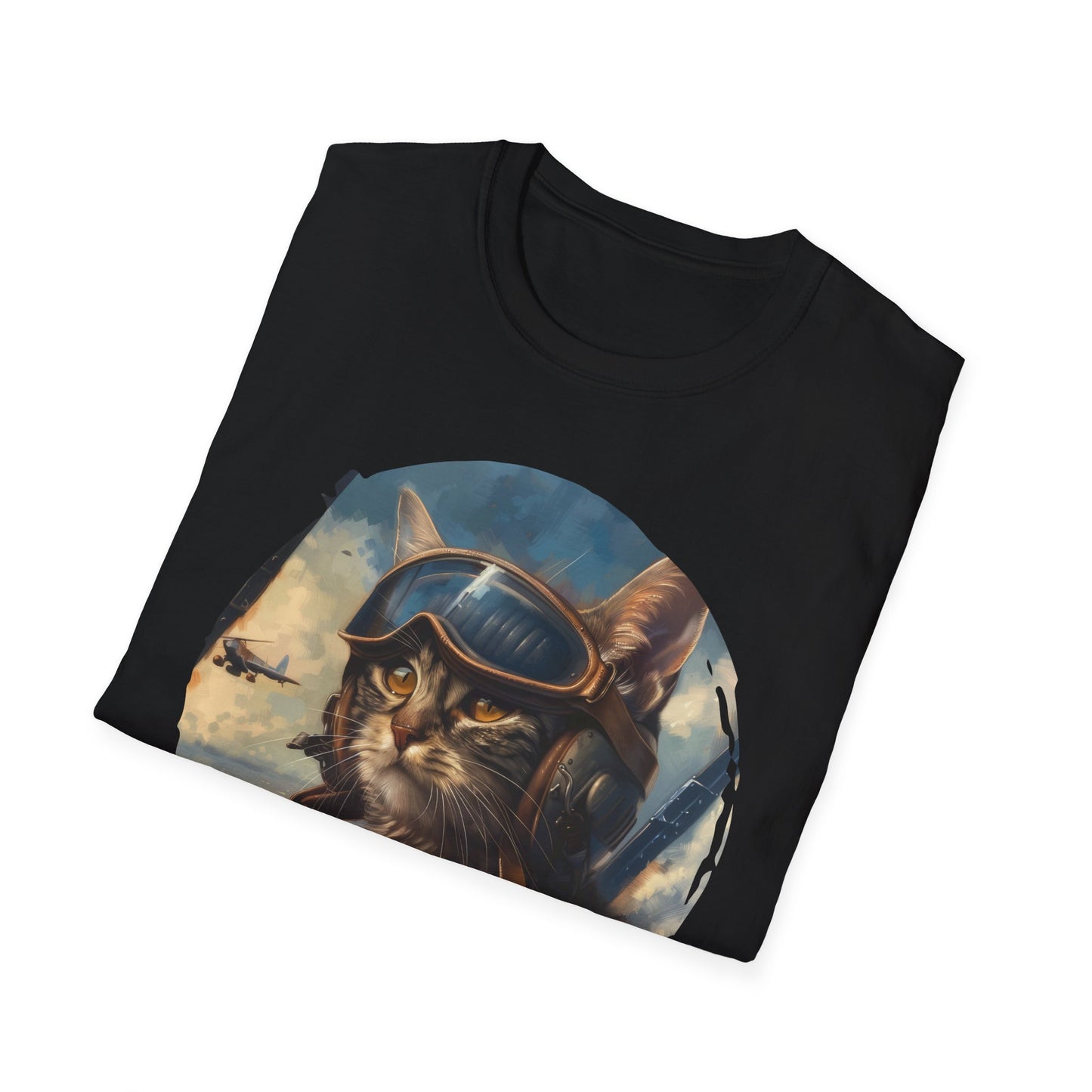 Cat Fighter Pilot - Unisex Softstyle T-Shirt