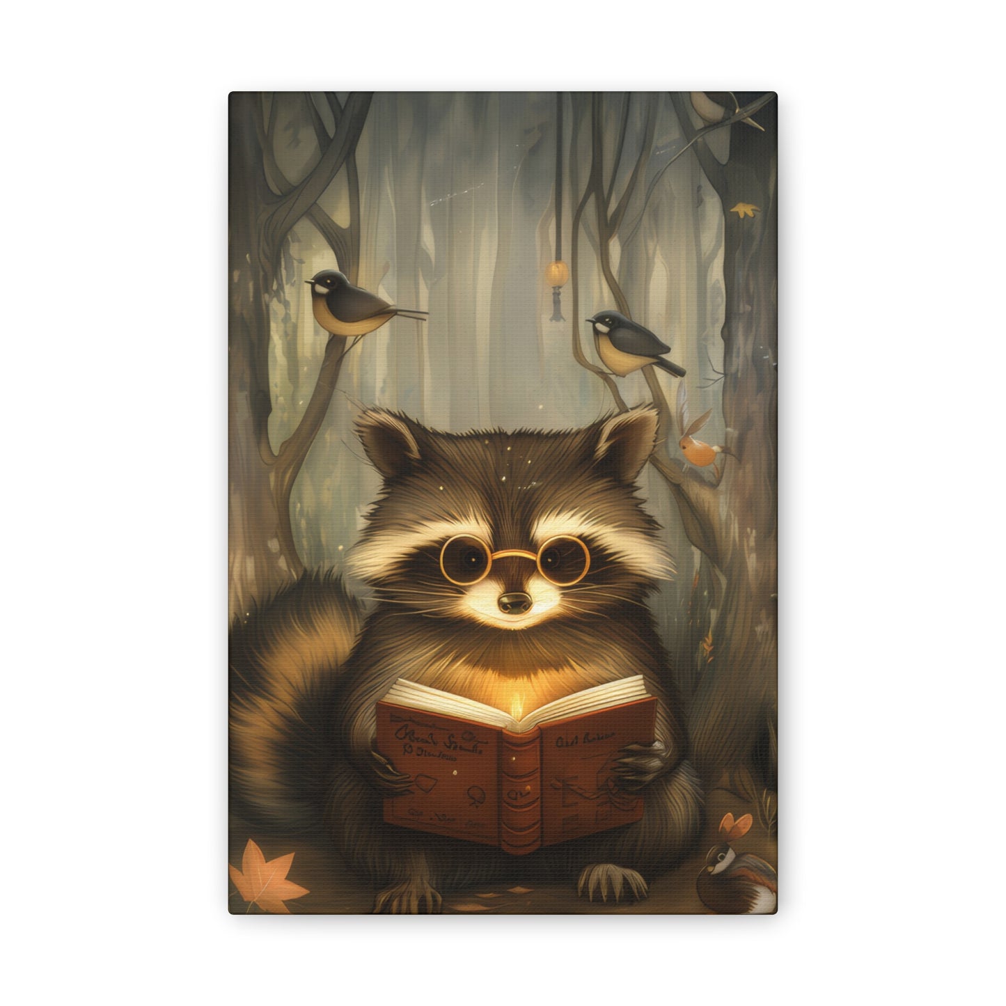 Raccoon in Spectacles - Canvas Stretched, 0.75"