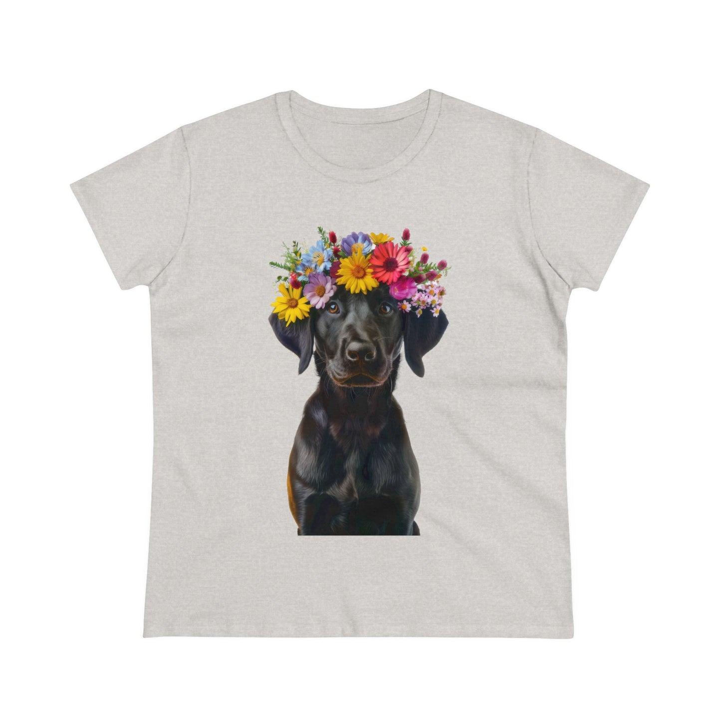 Dog's Flower Crown - Women's Midweight Cotton Tee