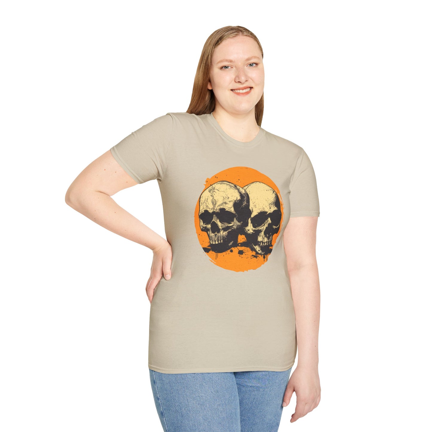 Skulls on Orange - Unisex Softstyle T-Shirt