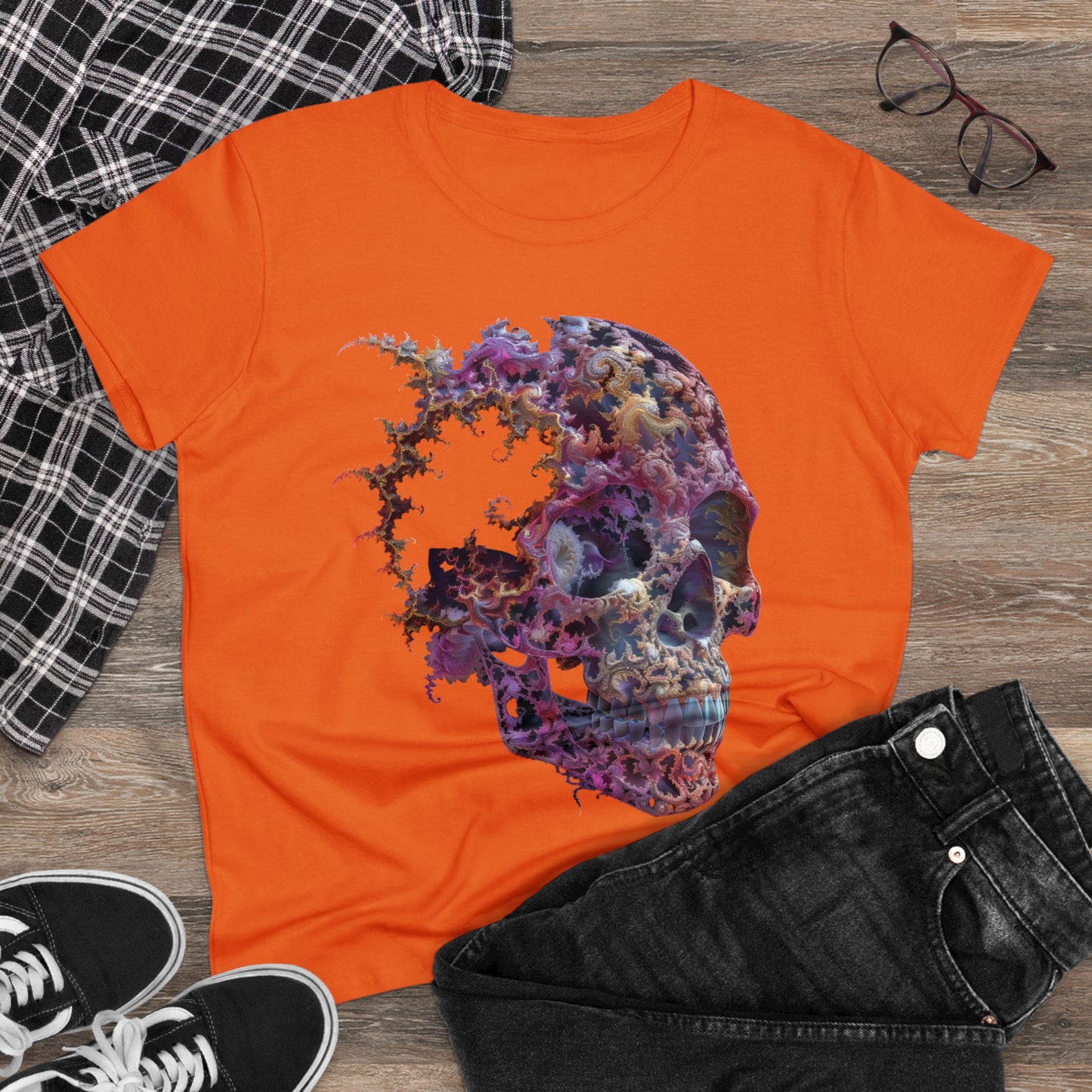 Fractal Skull - Women's Midweight Cotton Tee