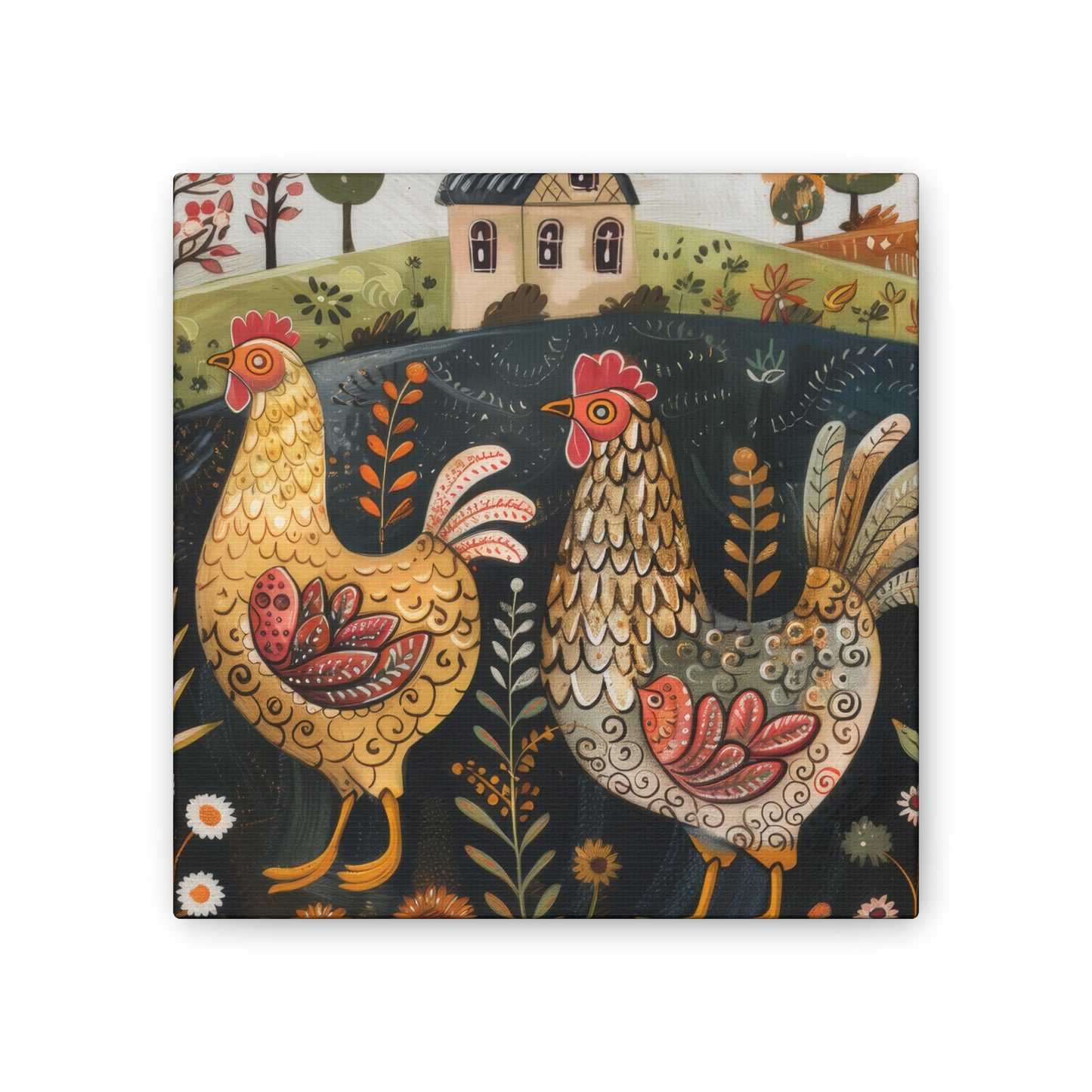 Chickens - Canvas Stretched, 0.75" - Canvas Stretched, 0.75"