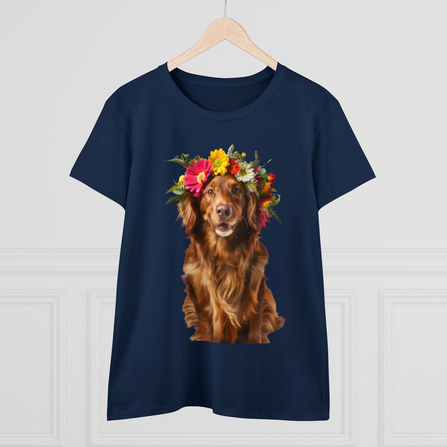 Dog's Flower Crown - Women's Midweight Cotton Tee