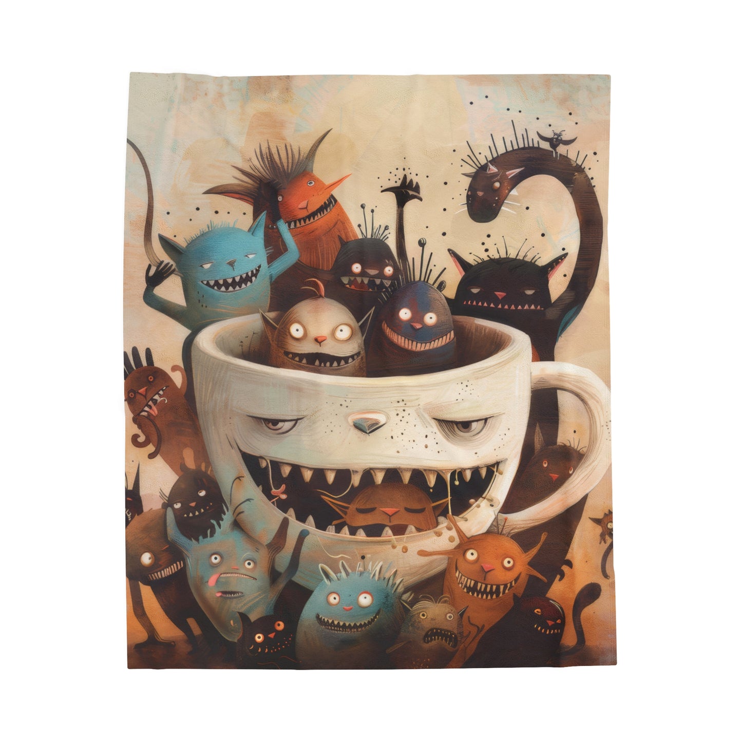 Coffee Critters - Velveteen Plush Blanket