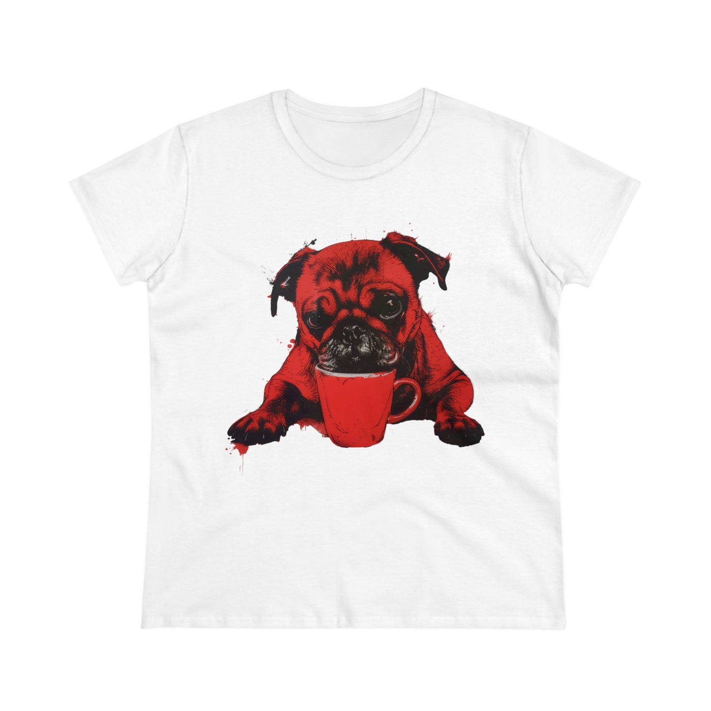 Dog Likes Coffee - Women's Midweight Cotton Tee