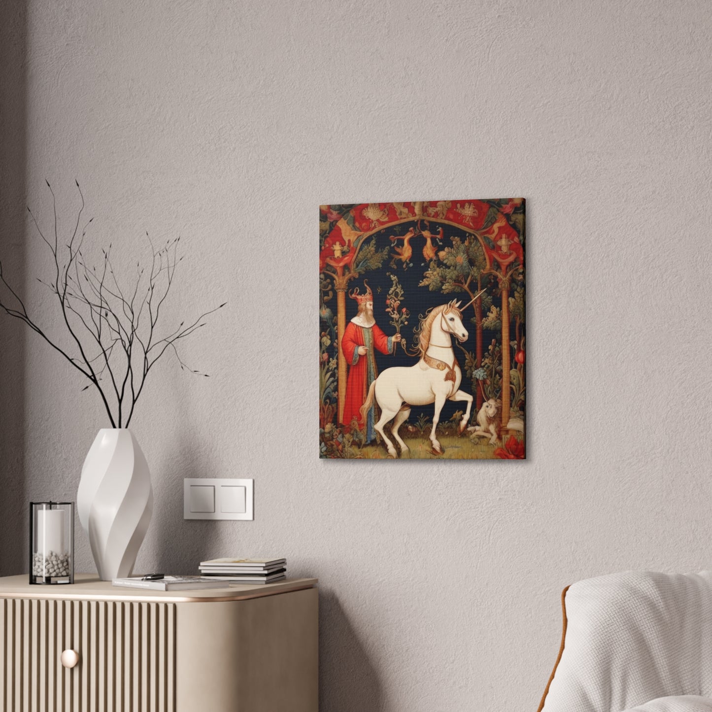 Wizard and the Unicorn Tapestry - Canvas Stretched, 0.75"