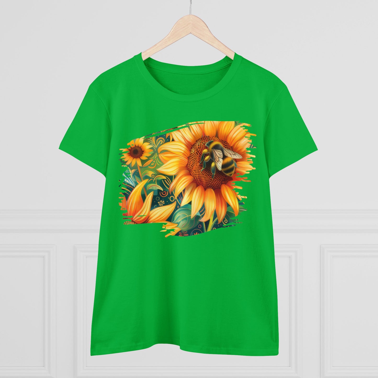 Sunflowers and Bee - Women's Midweight Cotton Tee