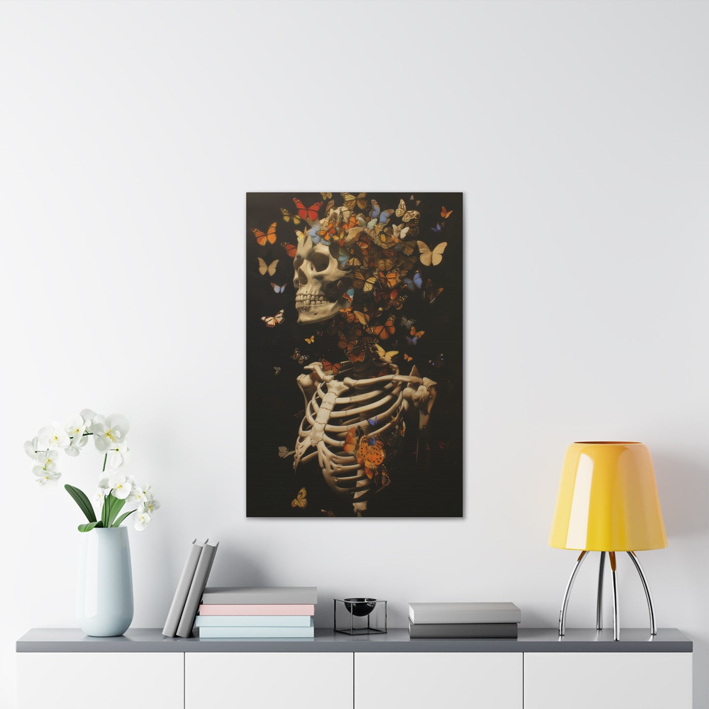 Skeleton and Butterflies - Canvas Stretched, 0.75"