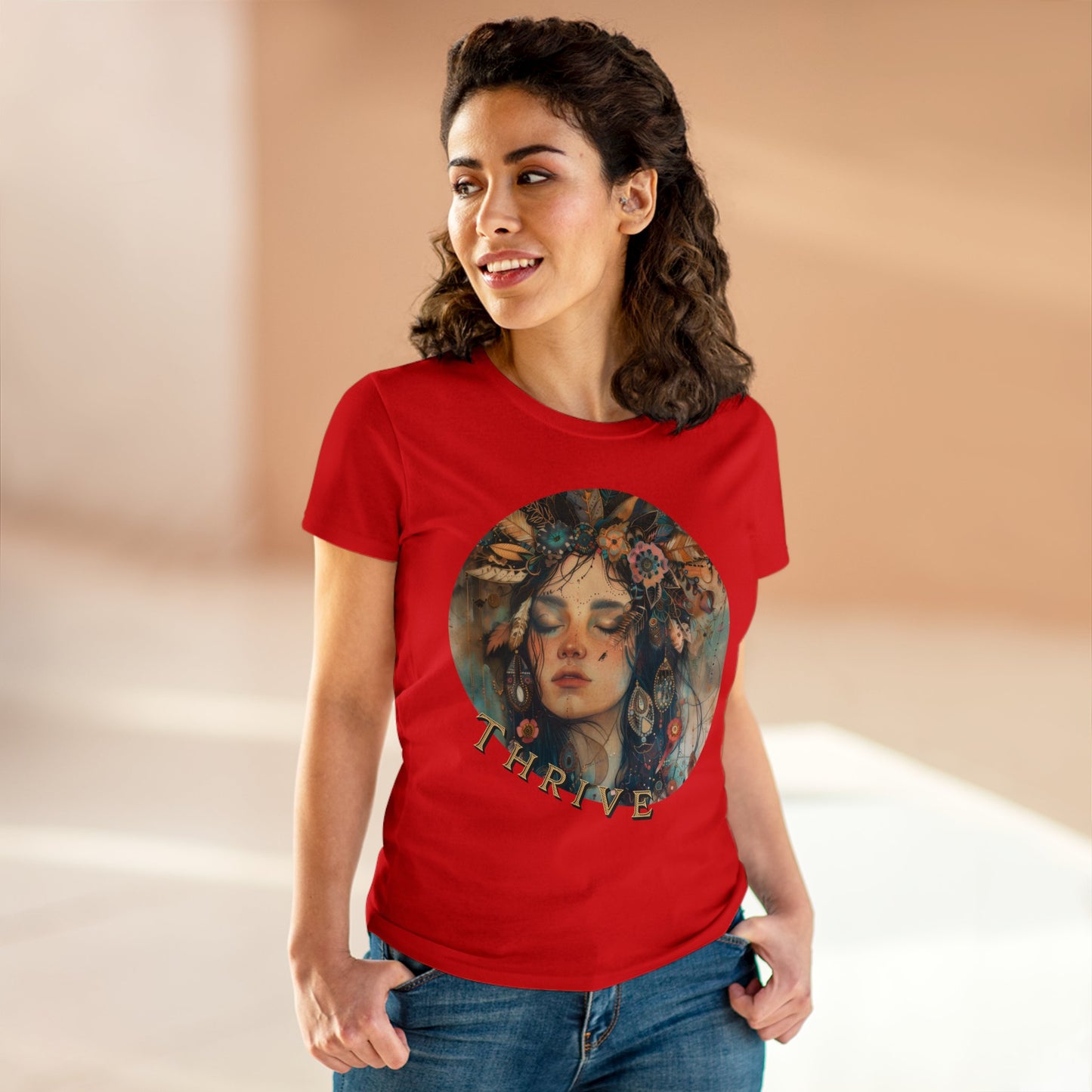 Flower Girl Thrives - Flowers - Women's Midweight Cotton Tee